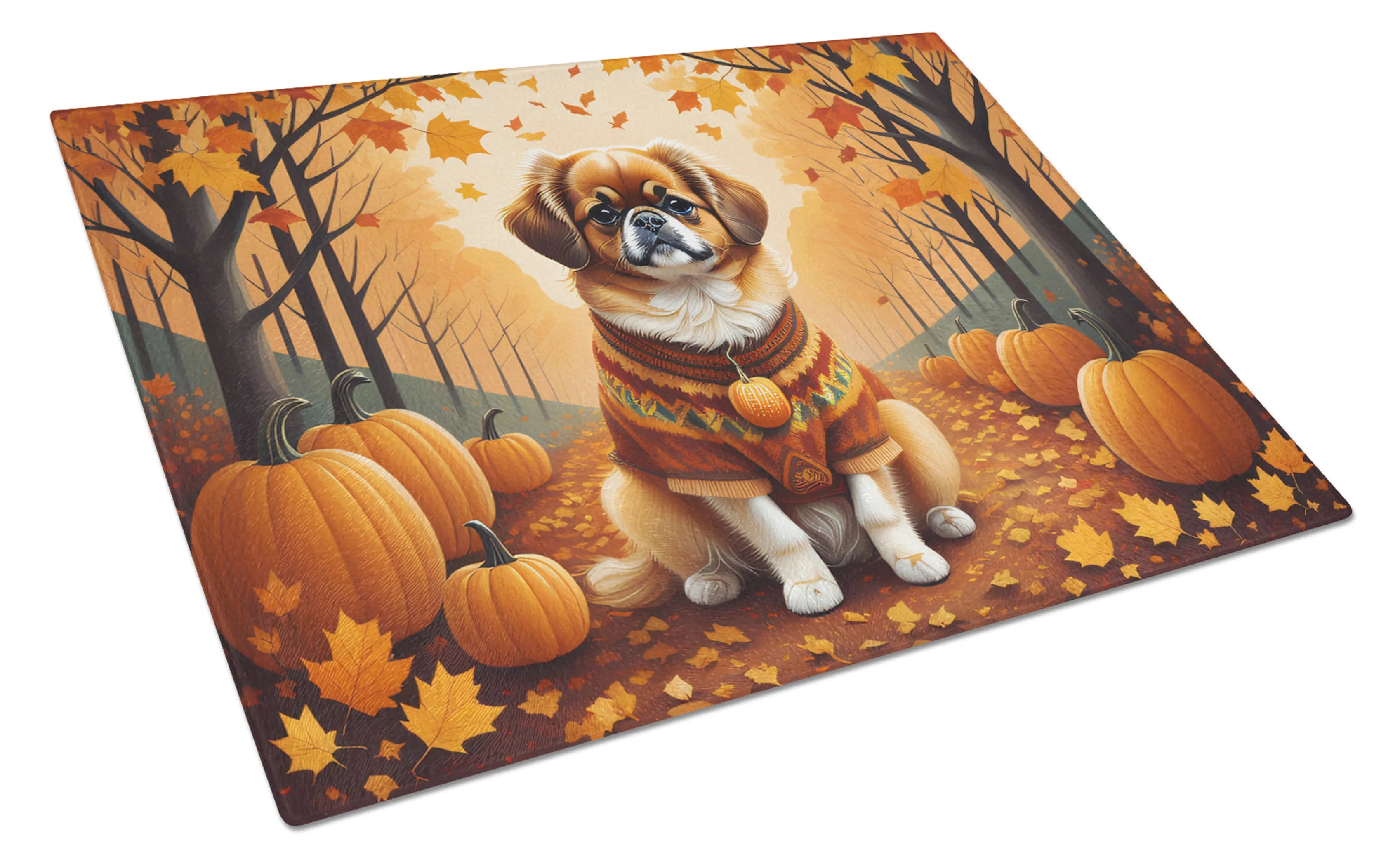 Autumn Leaves Glass Cutting Board - Size: LARGE | Pack Of: 1 | Collection name: Autumn leaves