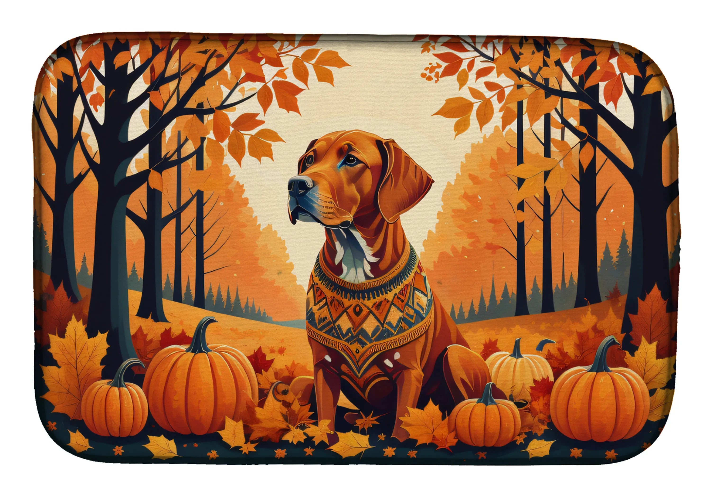 Autumn Leaves Dish Drying Mat - Size: 14  X 21" | Pack Of: 1 | Collection name: Autumn leaves