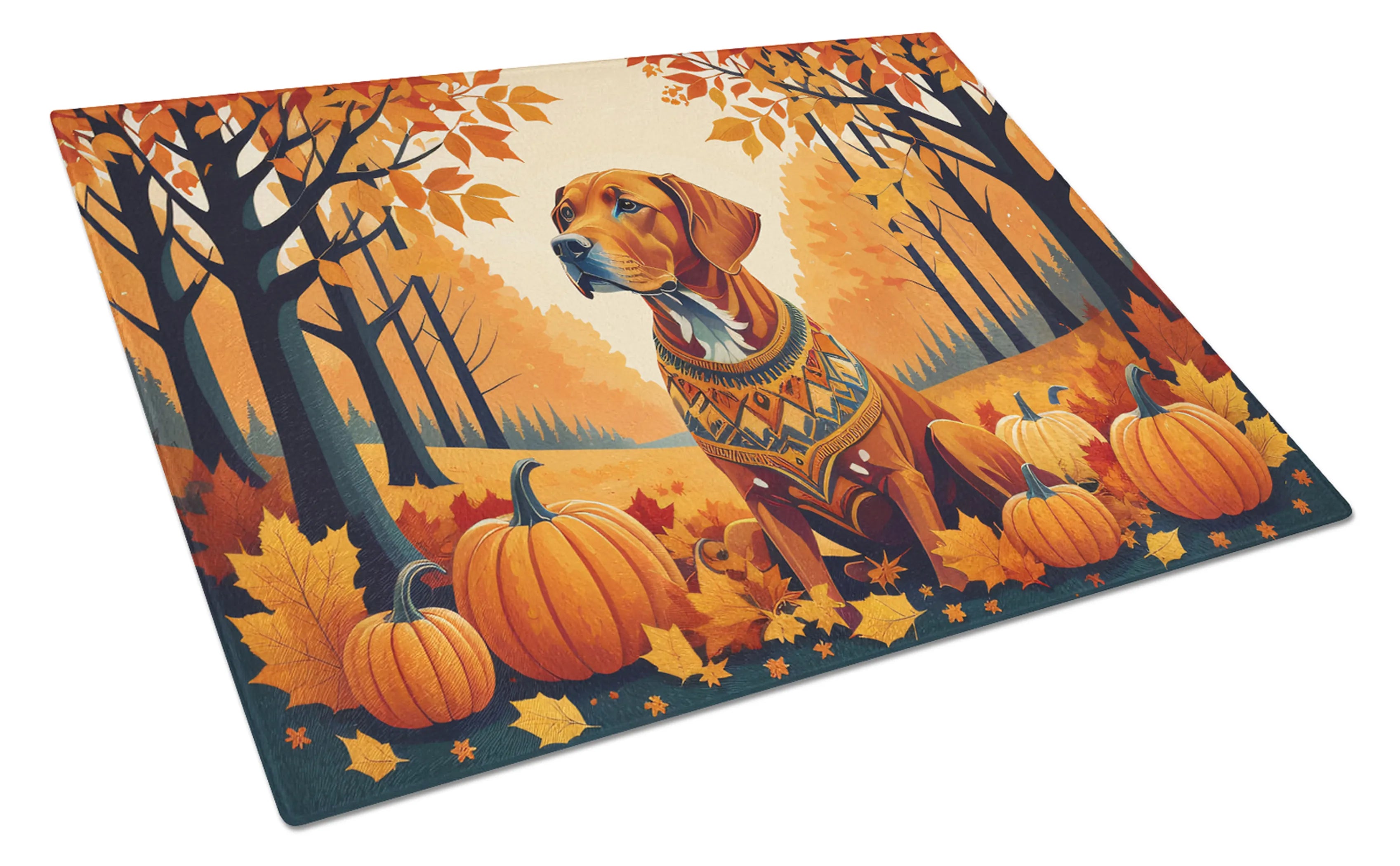 Autumn Leaves Glass Cutting Board - Size: LARGE | Pack Of: 1 | Collection name: Autumn leaves