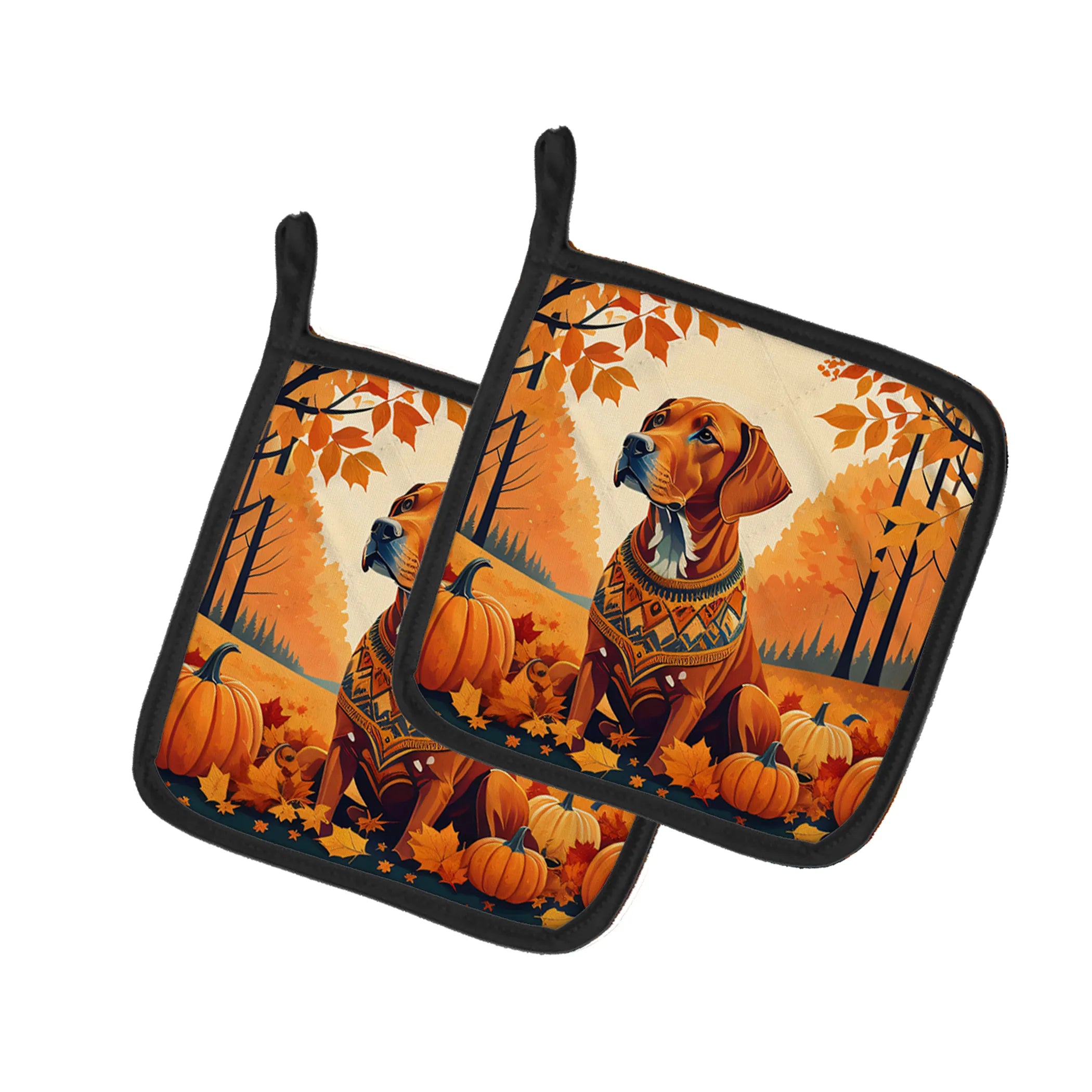 Autumn Leaves Pair of Pot Holders - Size: 7.5HX7.5W | Pack Of: 1 | Collection name: Autumn leaves