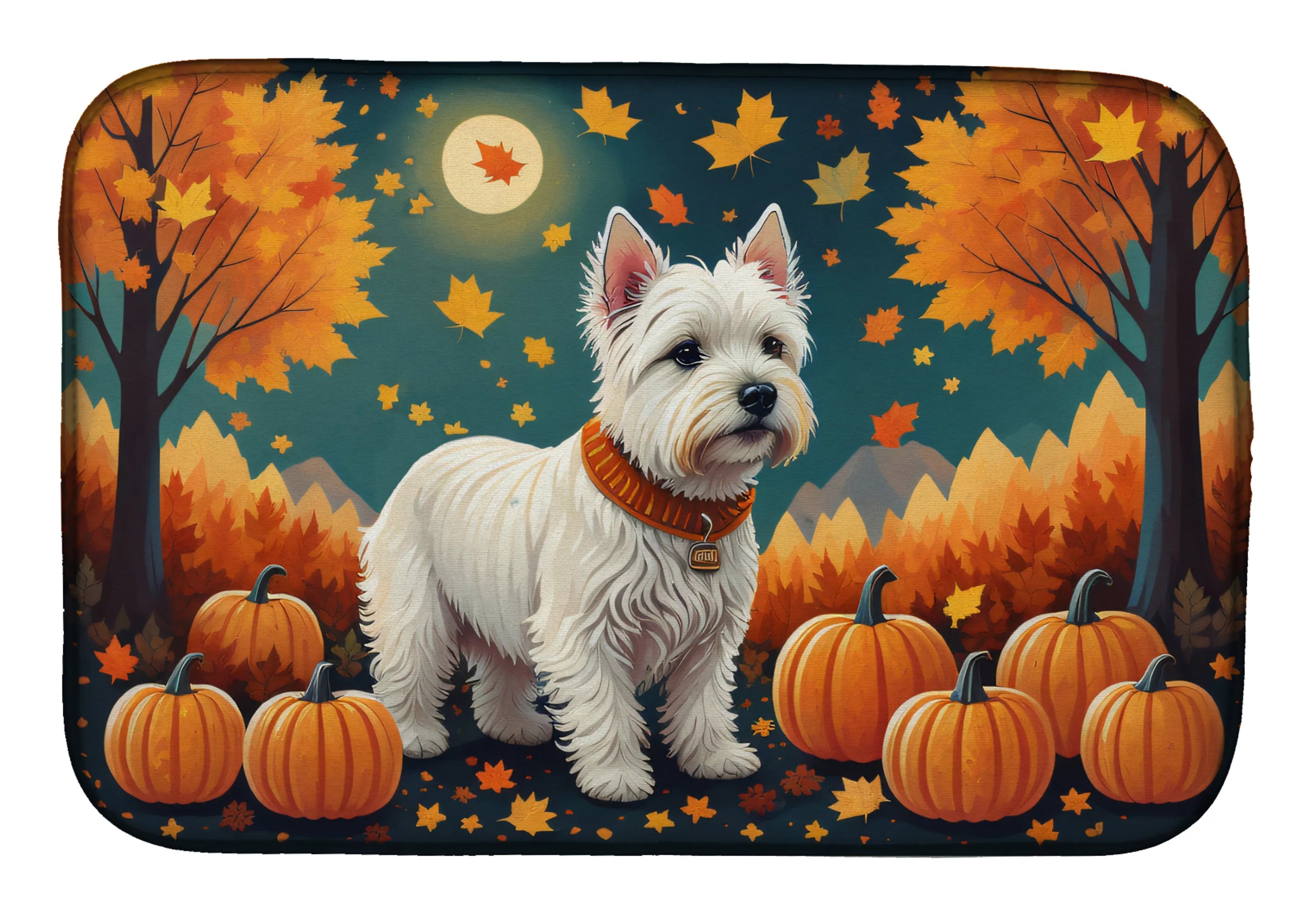 Autumn Leaves Dish Drying Mat - Size: 14  X 21" | Pack Of: 1 | Collection name: Autumn leaves