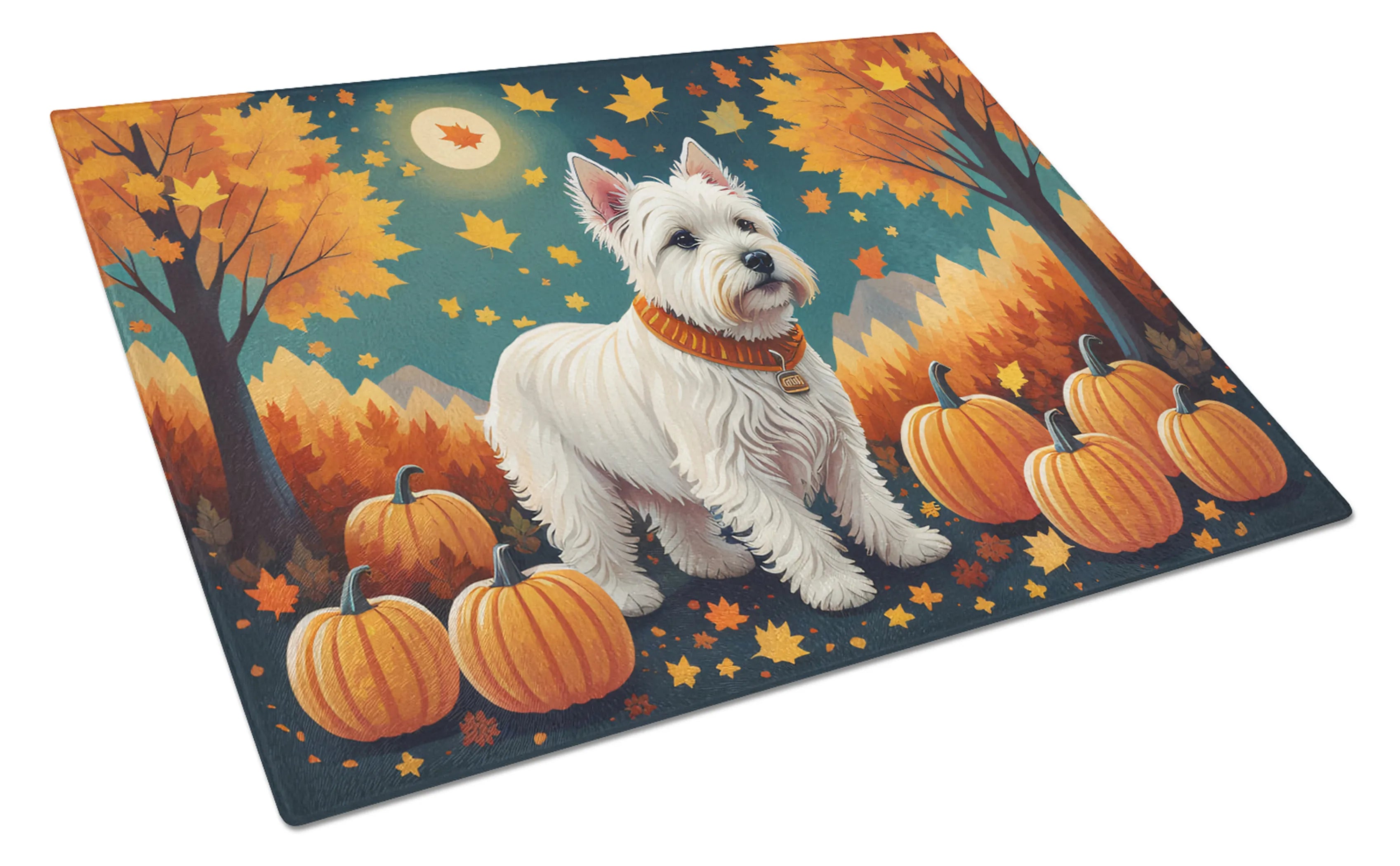 Autumn Leaves Glass Cutting Board - Size: LARGE | Pack Of: 1 | Collection name: Autumn leaves