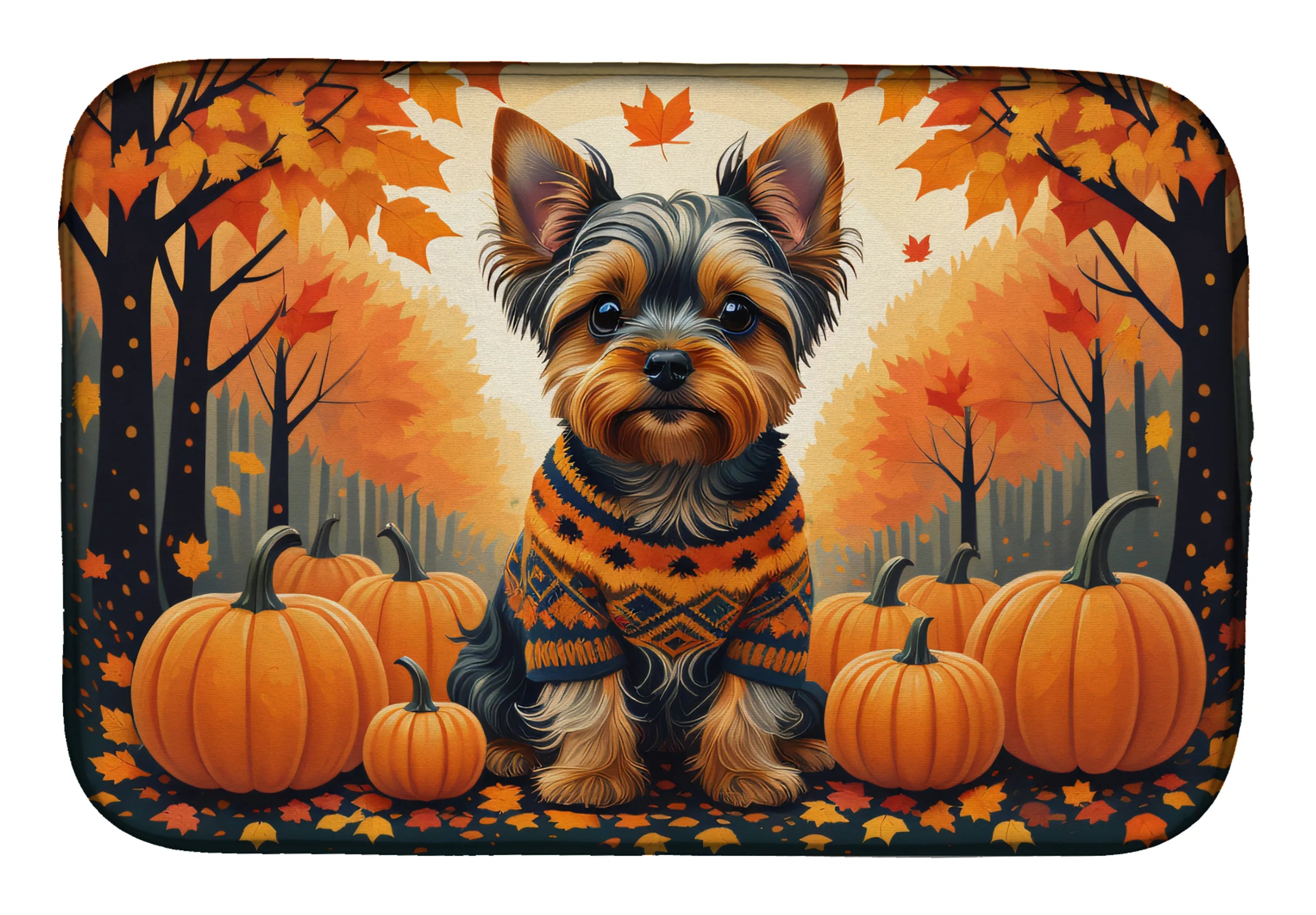 Autumn Leaves Dish Drying Mat - Size: 14  X 21" | Pack Of: 1 | Collection name: Autumn leaves