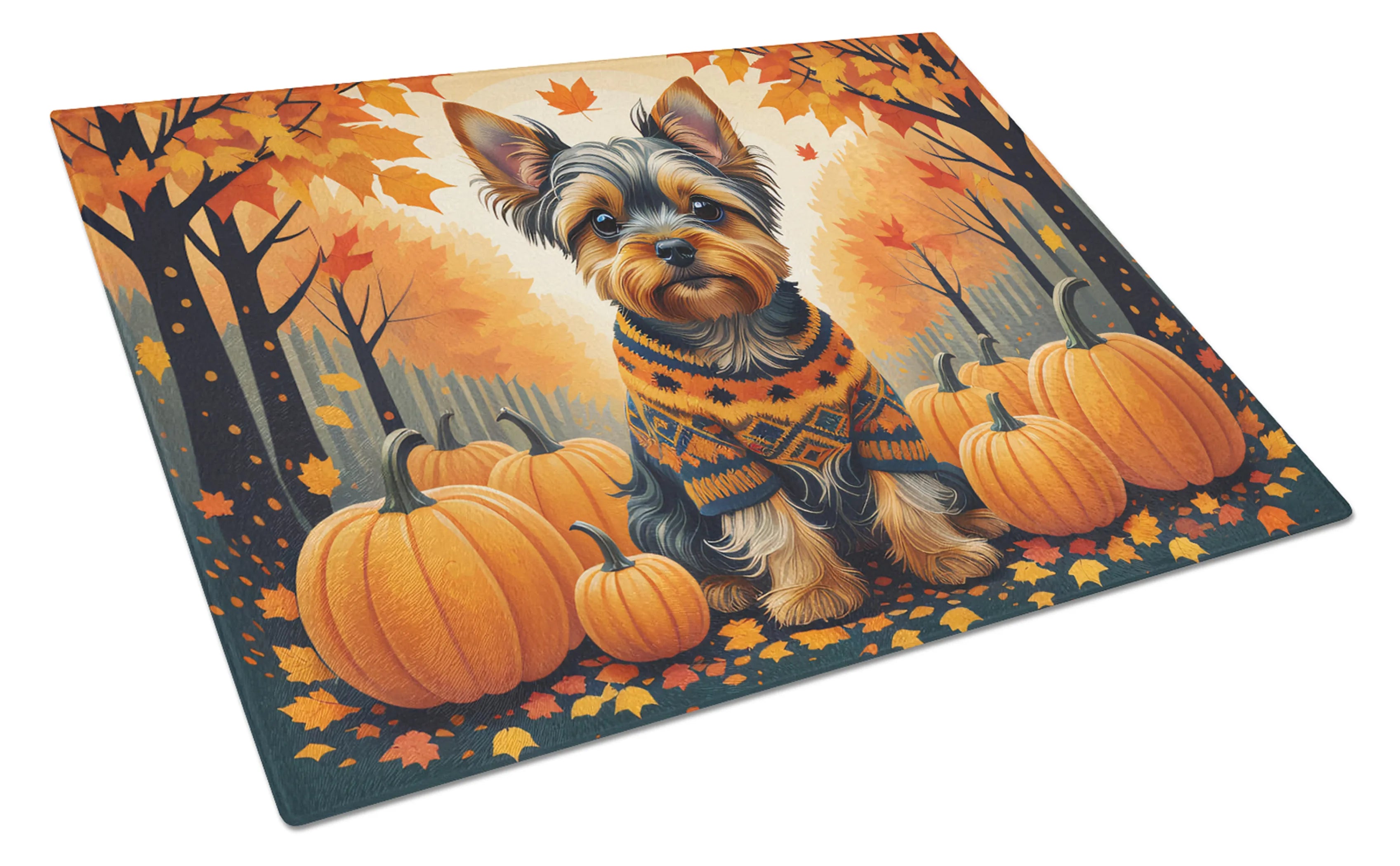 Autumn Leaves Glass Cutting Board - Size: LARGE | Pack Of: 1 | Collection name: Autumn leaves