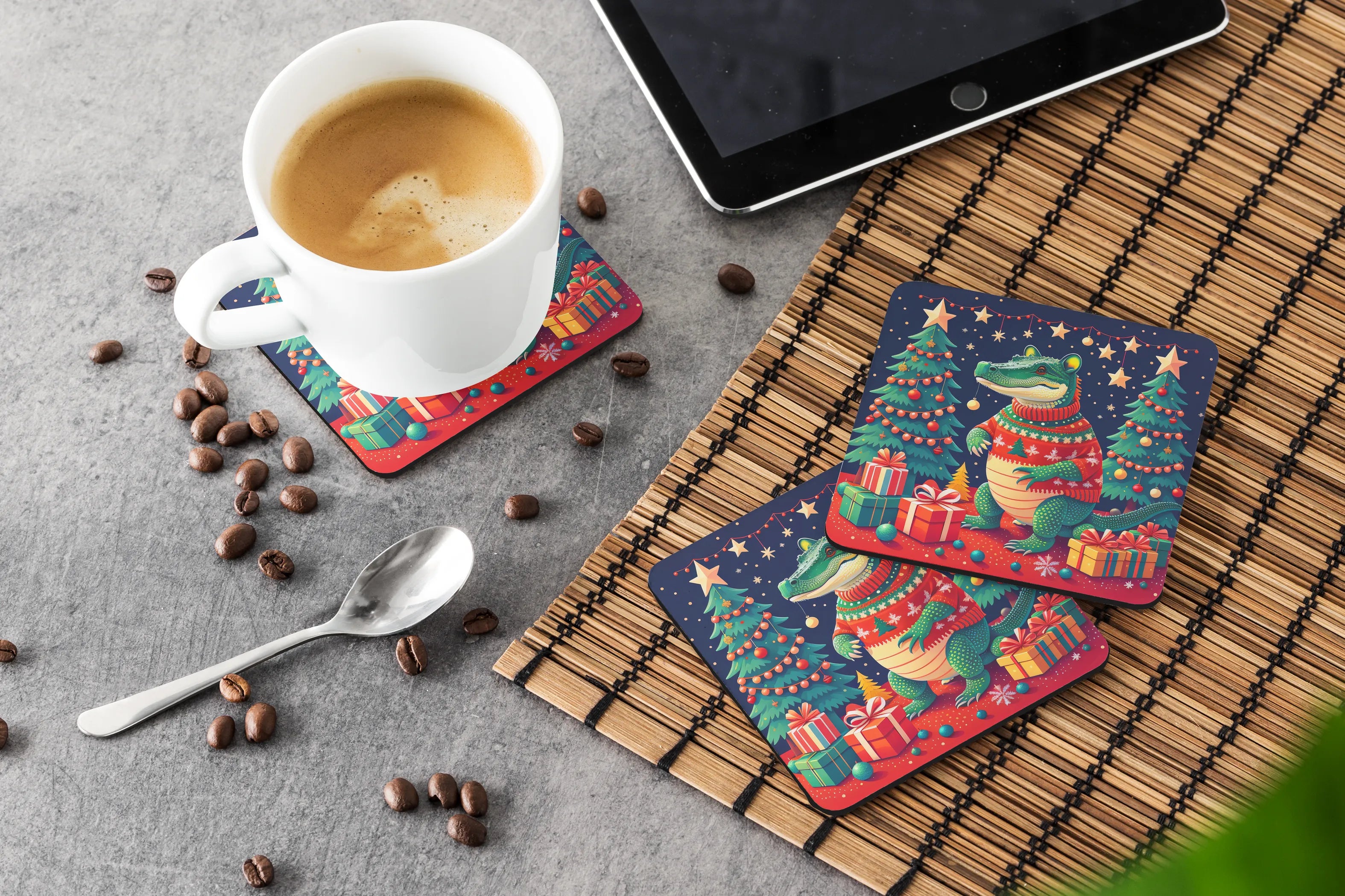 Animal Christmas Foam Coasters - Size: 3.5 | Pack Of: 1 | Collection name: Animal christmas