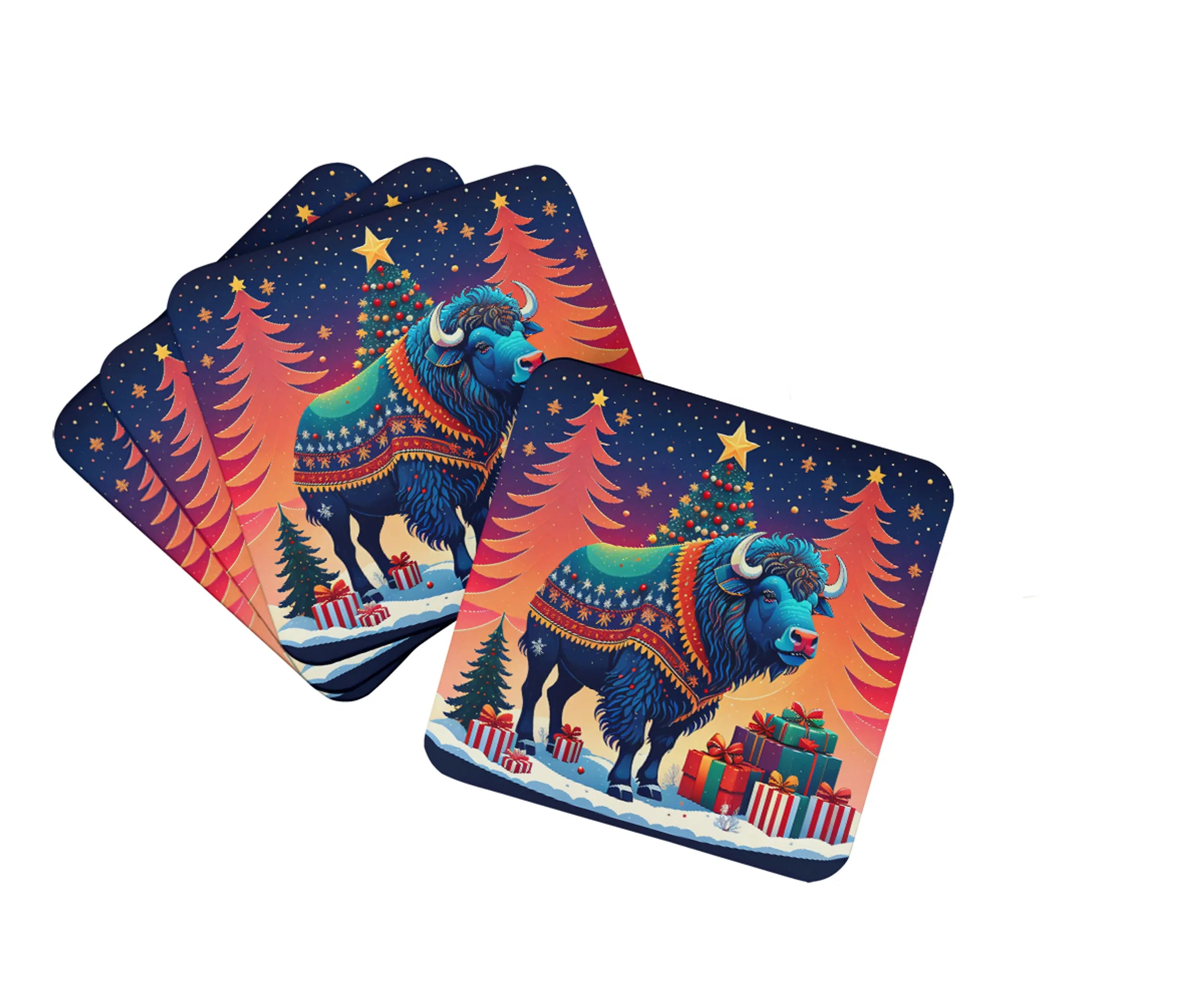 Animal Christmas Foam Coasters - Size: 3.5 | Pack Of: 1 | Collection name: Animal christmas
