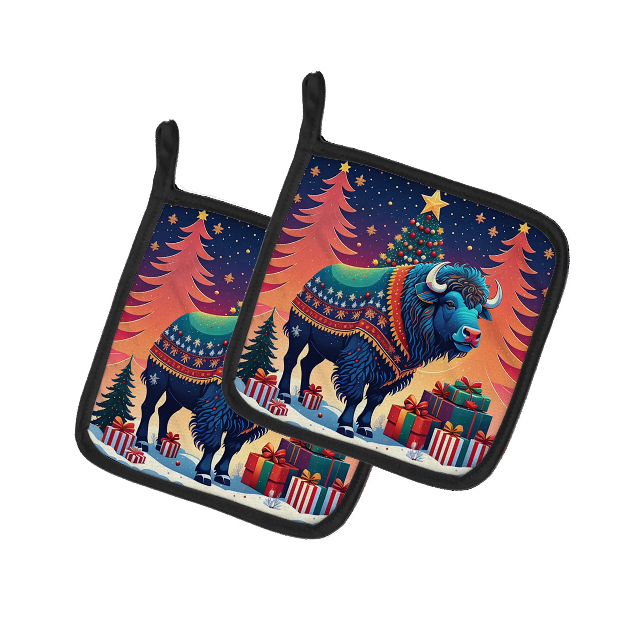 Animal Christmas Pair of Pot Holders - Size: 7.5HX7.5W | Pack Of: 1 | Collection name: Animal christmas