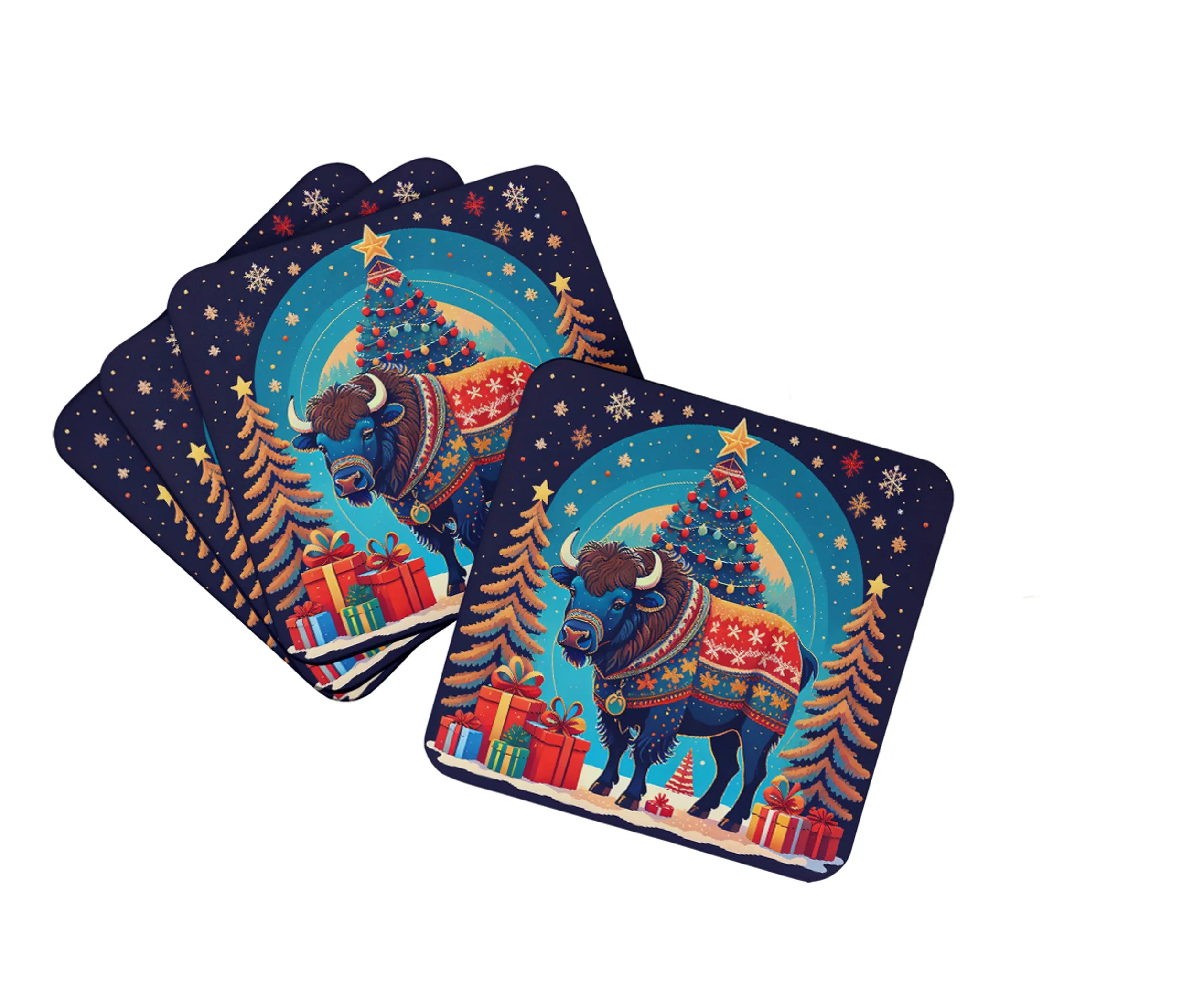 Animal Christmas Foam Coasters - Size: 3.5 | Pack Of: 1 | Collection name: Animal christmas