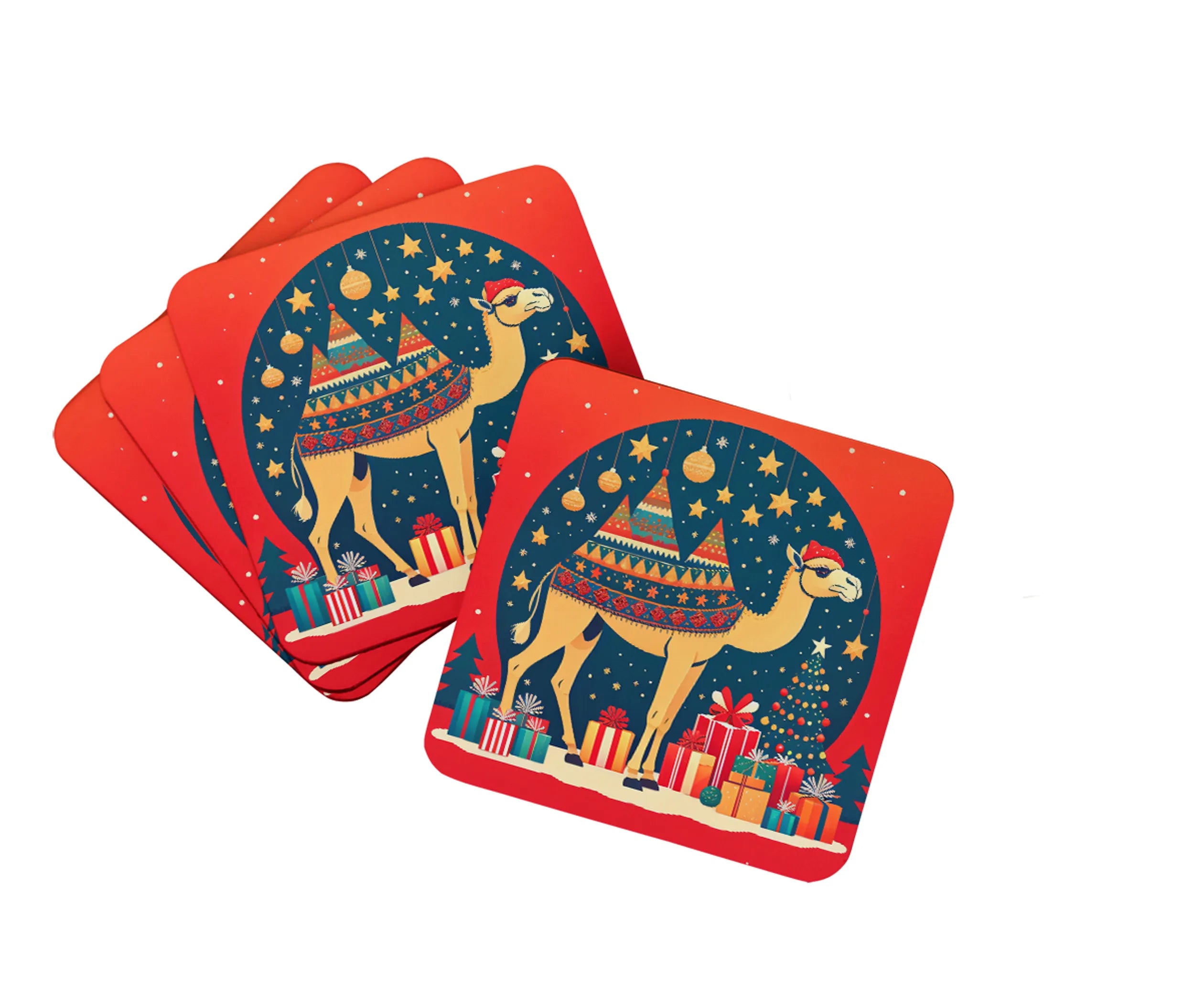 Animal Christmas Foam Coasters - Size: 3.5 | Pack Of: 1 | Collection name: Animal christmas