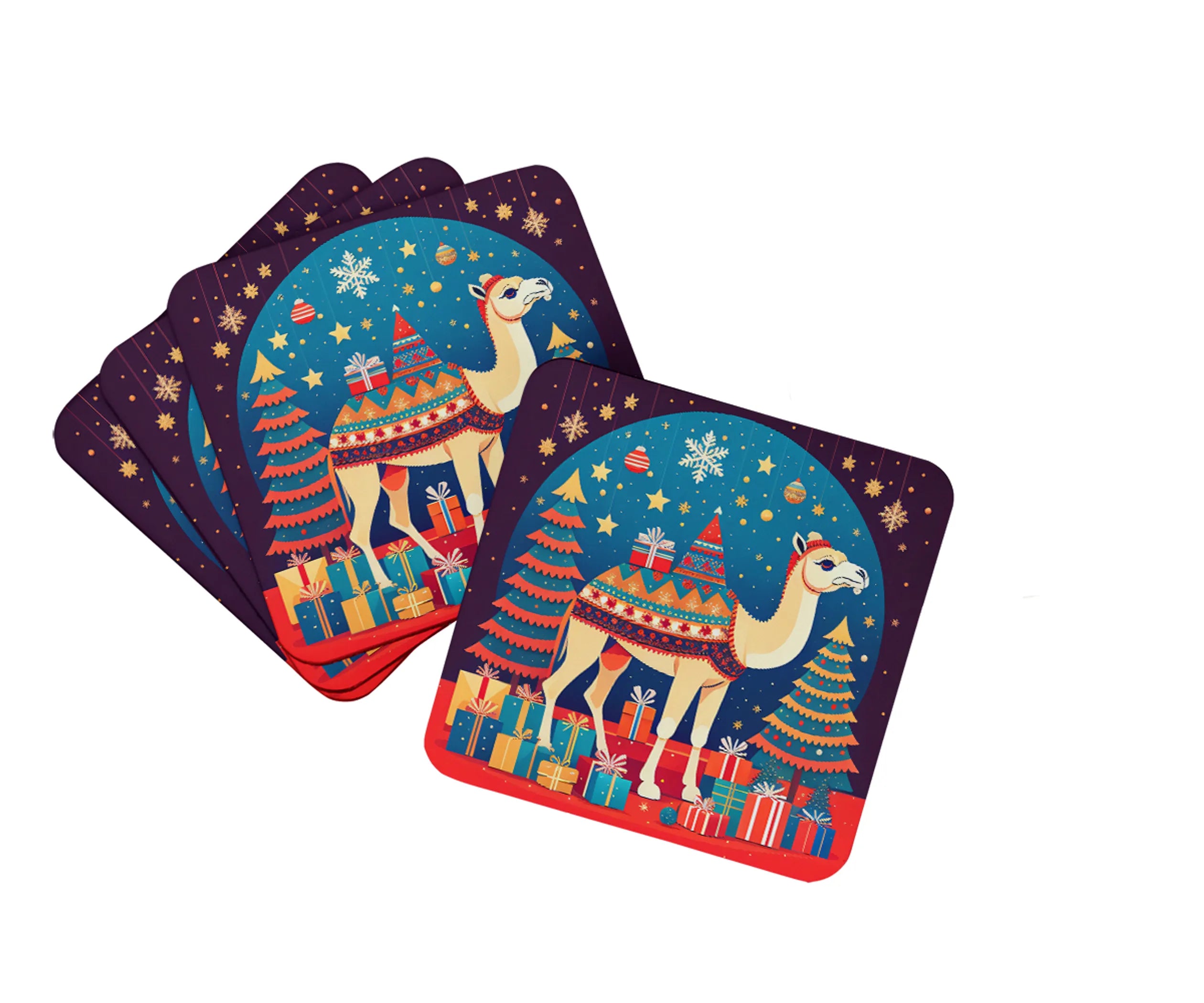 Animal Christmas Foam Coasters - Size: 3.5 | Pack Of: 1 | Collection name: Animal christmas