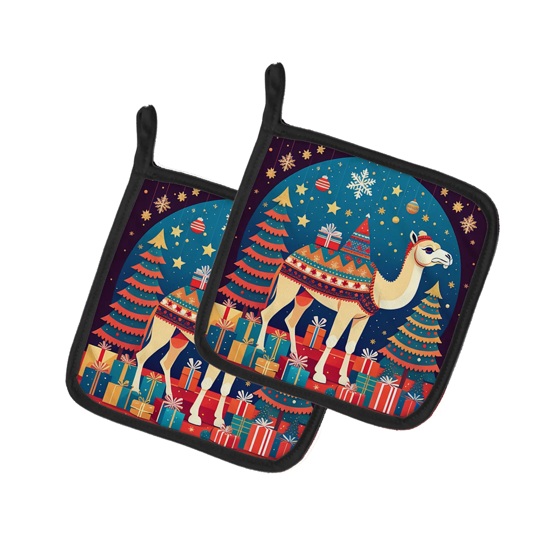 Animal Christmas Pair of Pot Holders - Size: 7.5HX7.5W | Pack Of: 1 | Collection name: Animal christmas
