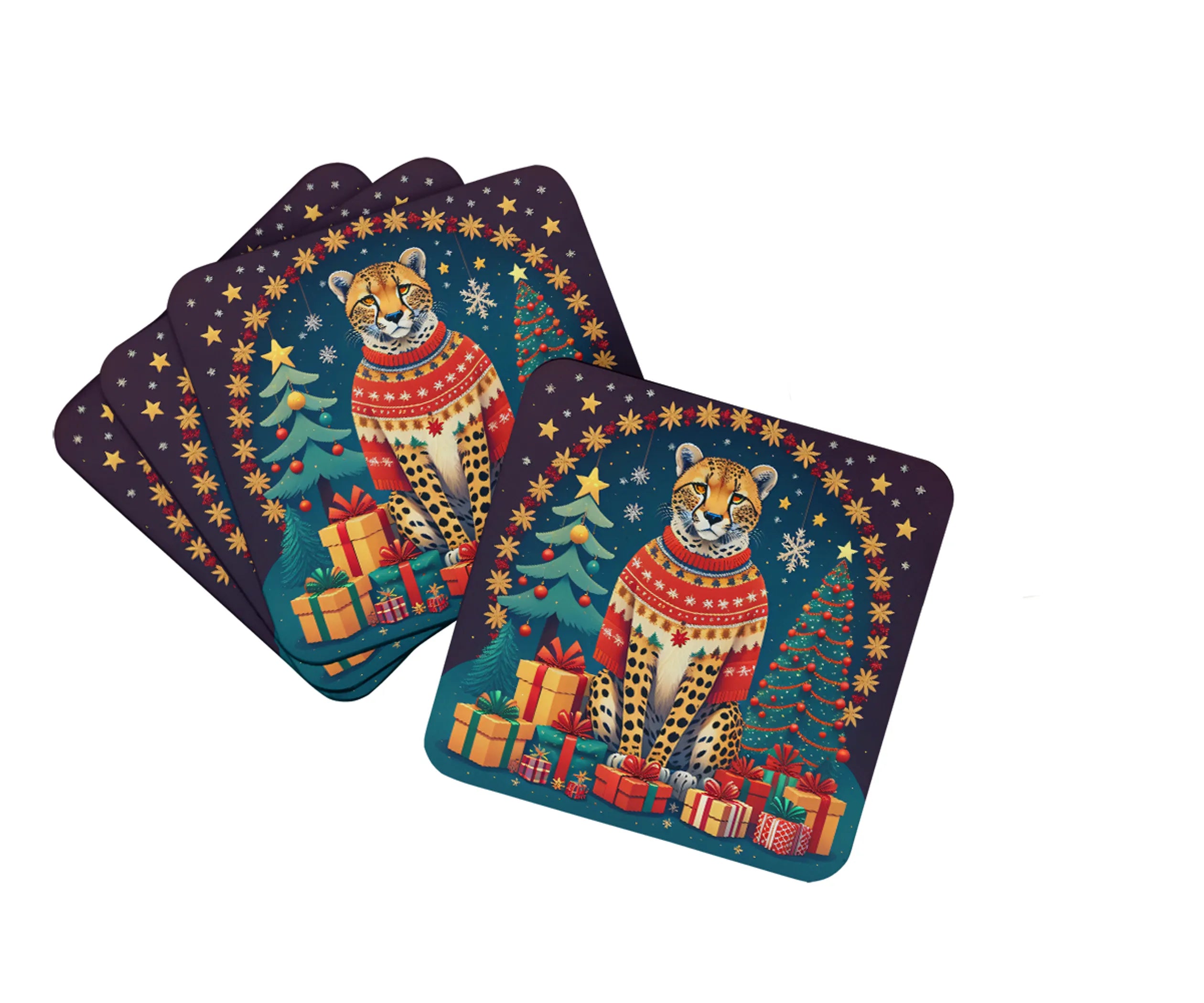 Animal Christmas Foam Coasters - Size: 3.5 | Pack Of: 1 | Collection name: Animal christmas