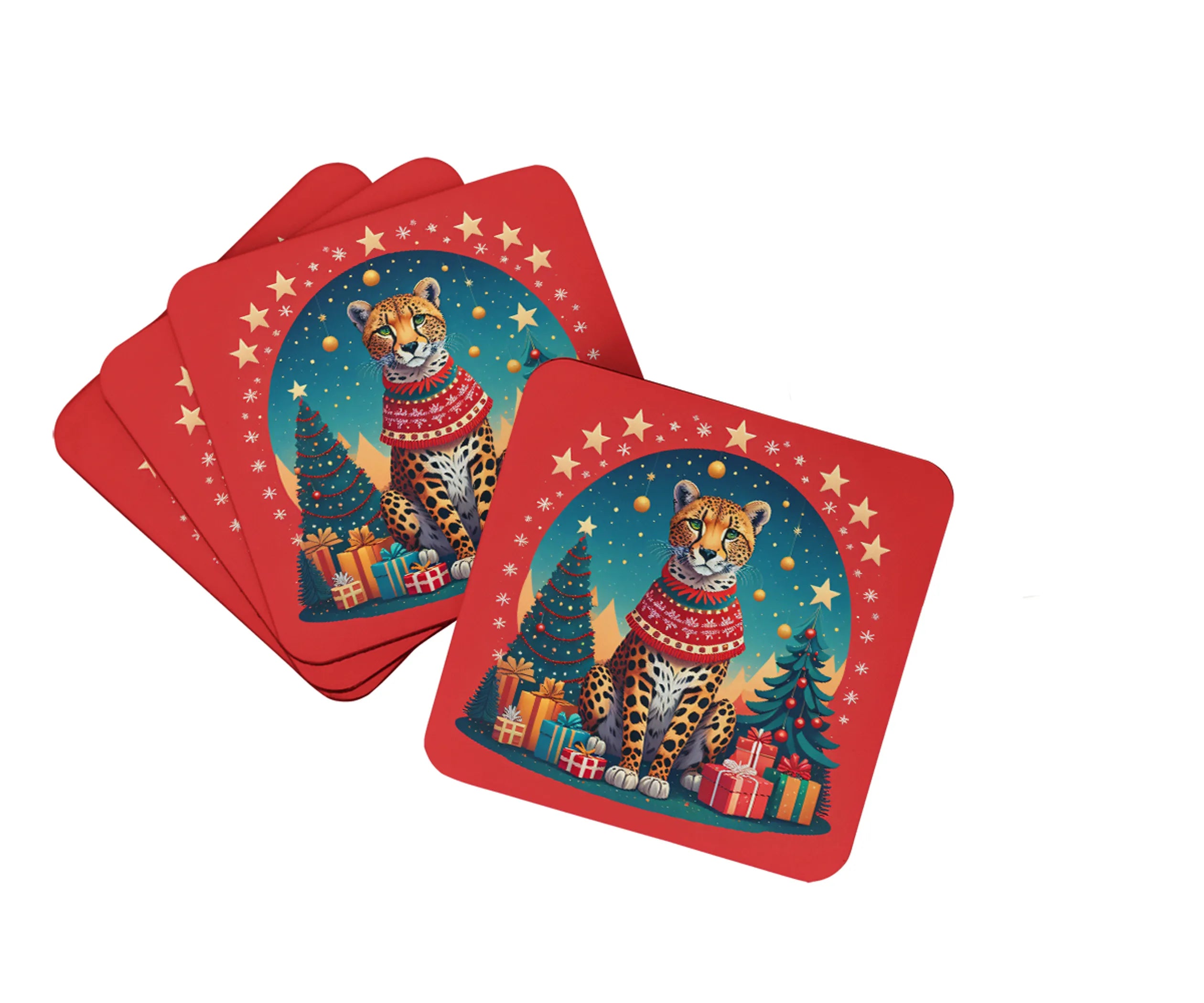 Animal Christmas Foam Coasters - Size: 3.5 | Pack Of: 1 | Collection name: Animal christmas