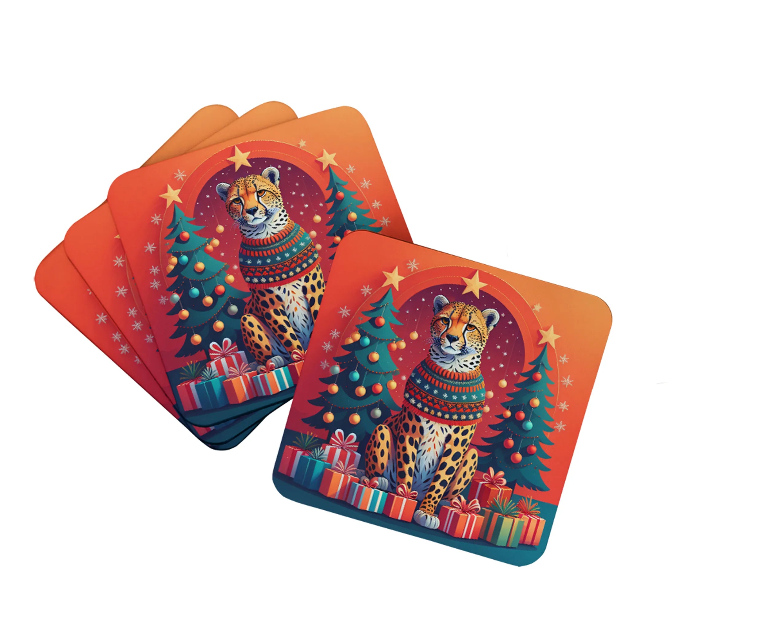 Animal Christmas Foam Coasters - Size: 3.5 | Pack Of: 1 | Collection name: Animal christmas