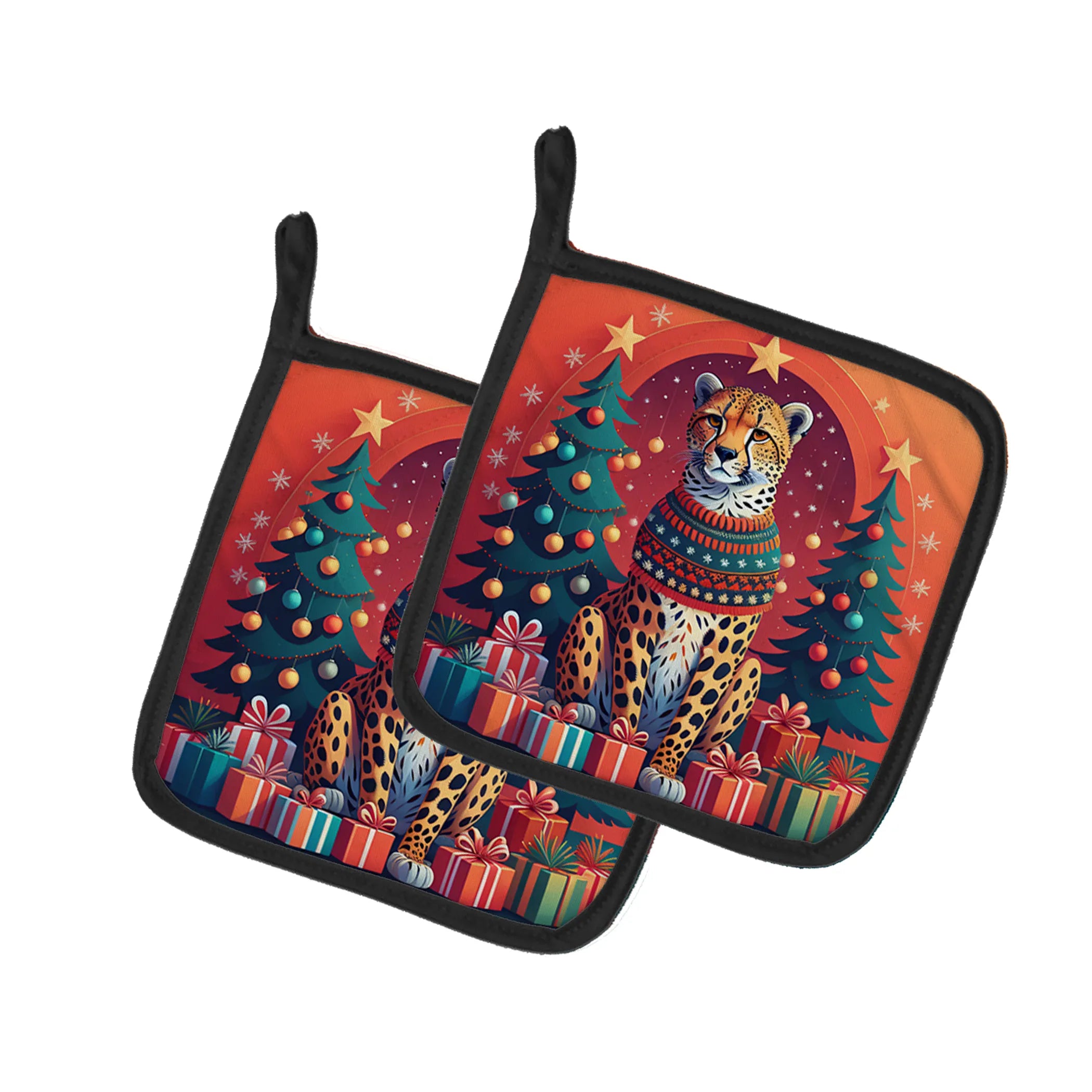 Animal Christmas Pair of Pot Holders - Size: 7.5HX7.5W | Pack Of: 1 | Collection name: Animal christmas