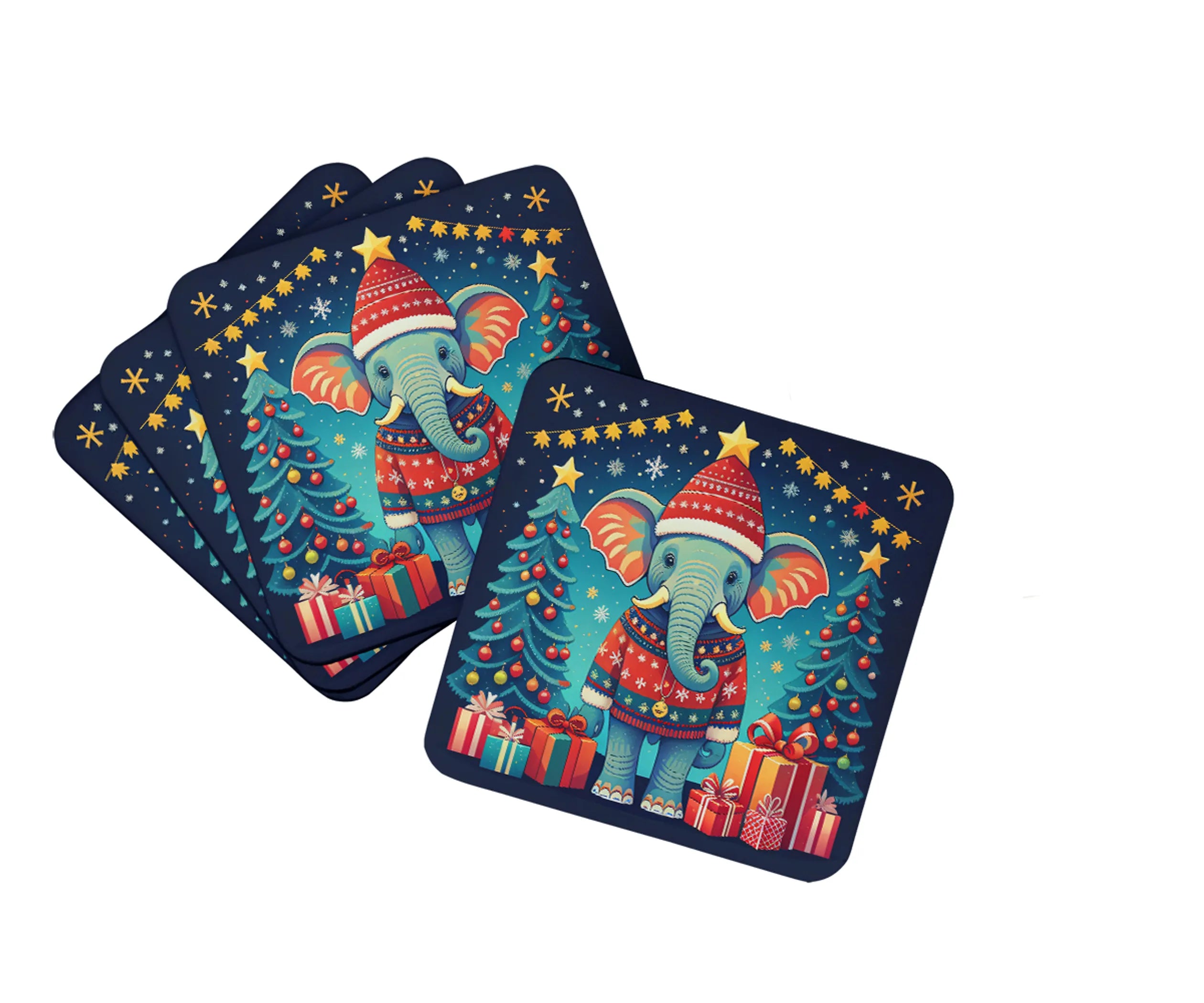 Animal Christmas Foam Coasters - Size: 3.5 | Pack Of: 1 | Collection name: Animal christmas