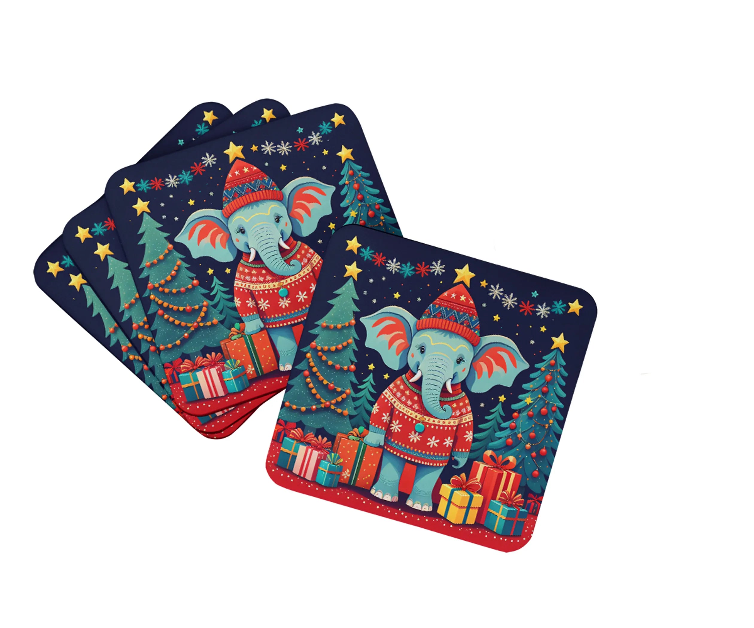 Animal Christmas Foam Coasters - Size: 3.5 | Pack Of: 1 | Collection name: Animal christmas