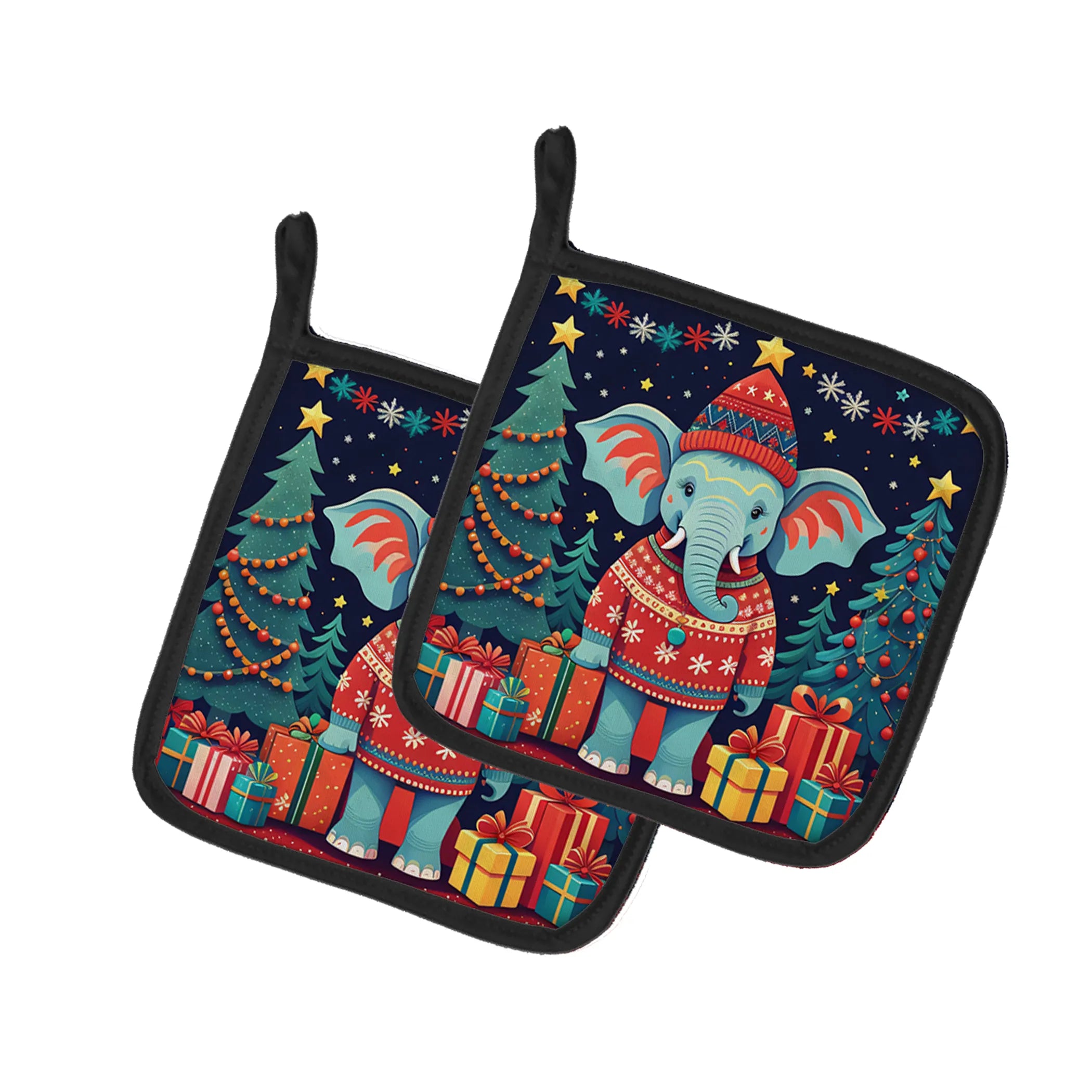 Animal Christmas Pair of Pot Holders - Size: 7.5HX7.5W | Pack Of: 1 | Collection name: Animal christmas