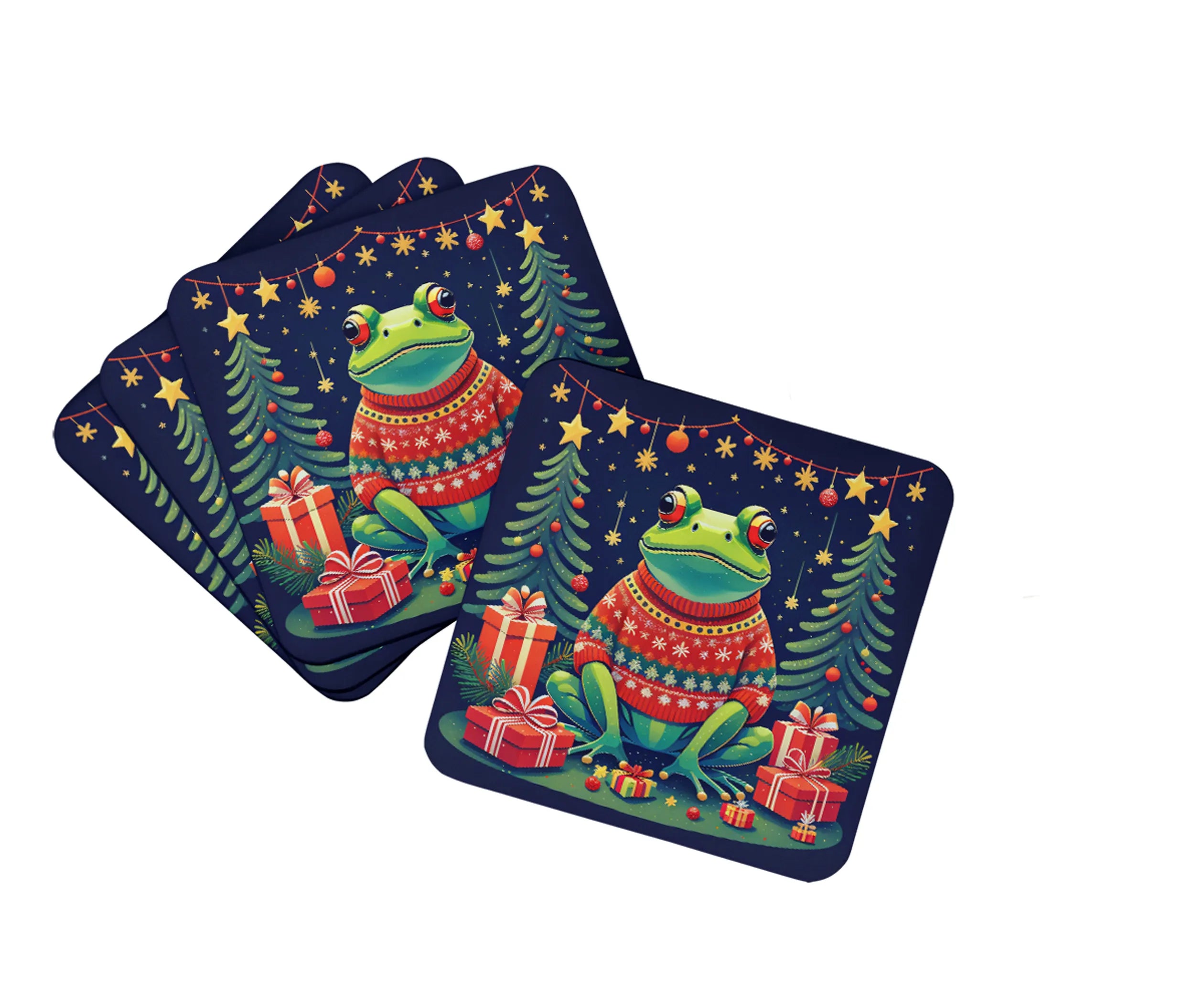 Animal Christmas Foam Coasters - Size: 3.5 | Pack Of: 1 | Collection name: Animal christmas