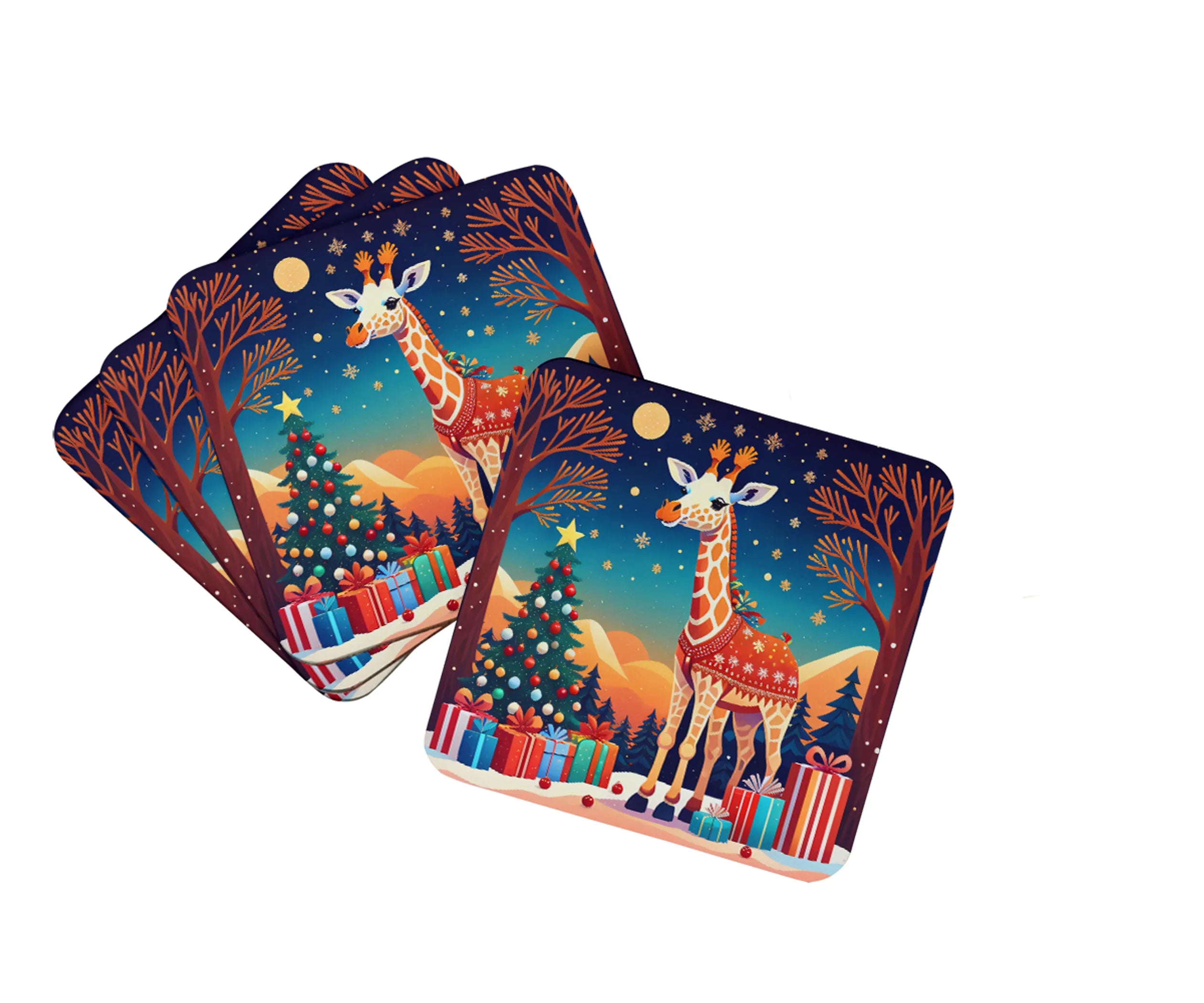 Animal Christmas Foam Coasters - Size: 3.5 | Pack Of: 1 | Collection name: Animal christmas
