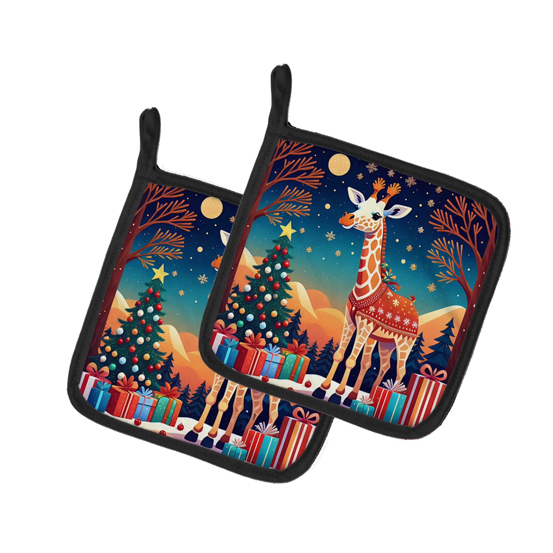 Animal Christmas Pair of Pot Holders - Size: 7.5HX7.5W | Pack Of: 1 | Collection name: Animal christmas