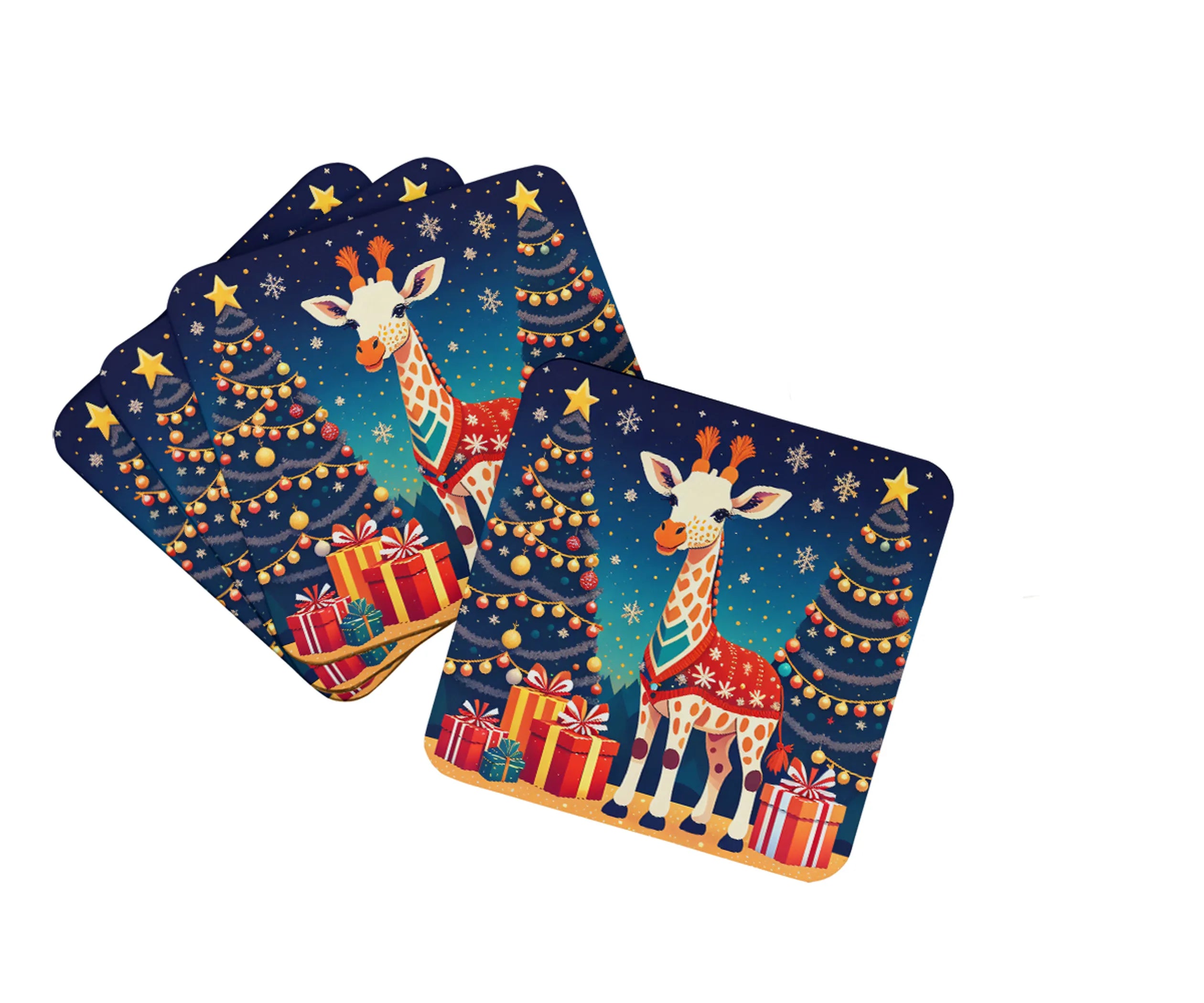 Animal Christmas Foam Coasters - Size: 3.5 | Pack Of: 1 | Collection name: Animal christmas