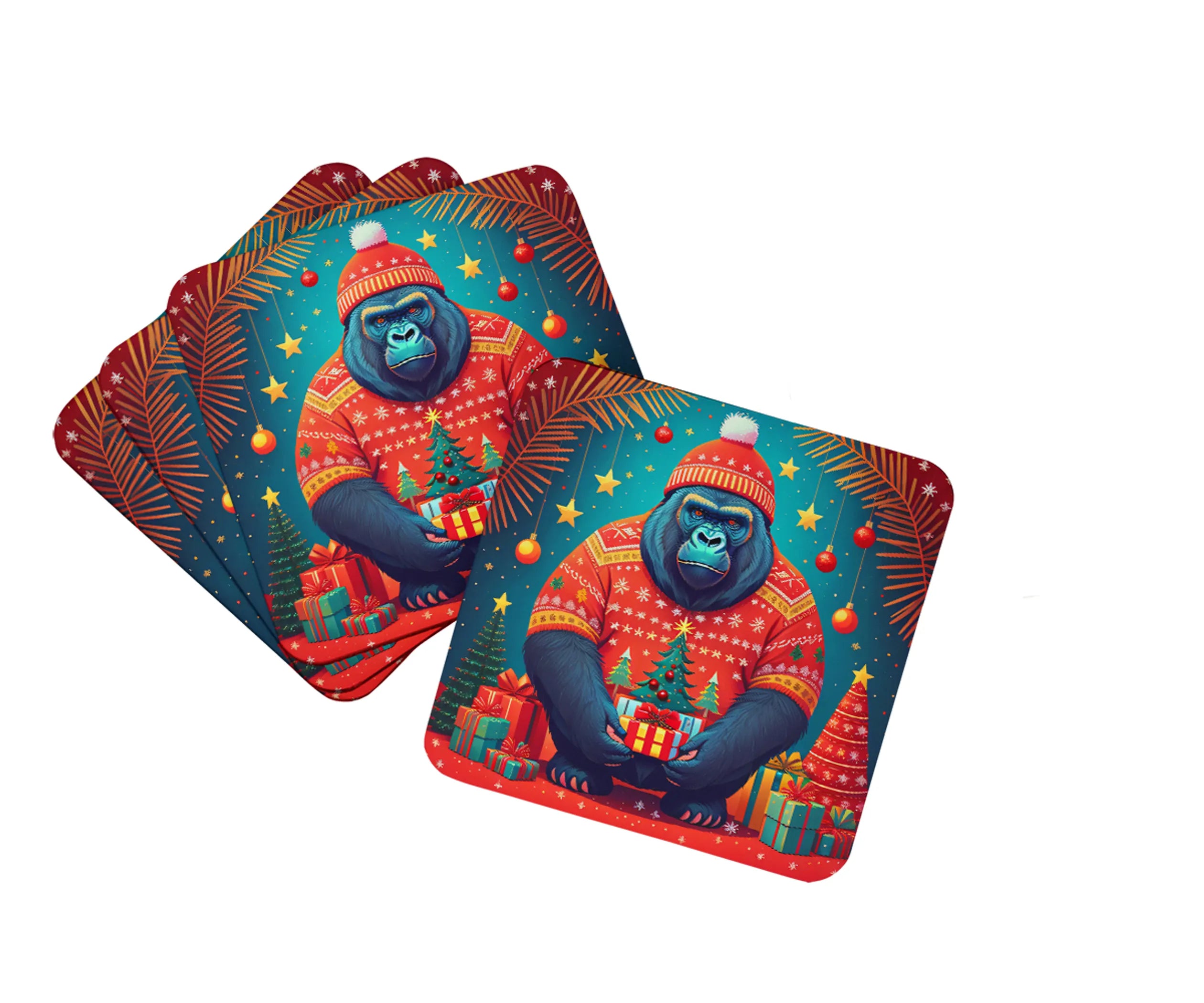 Animal Christmas Foam Coasters - Size: 3.5 | Pack Of: 1 | Collection name: Animal christmas