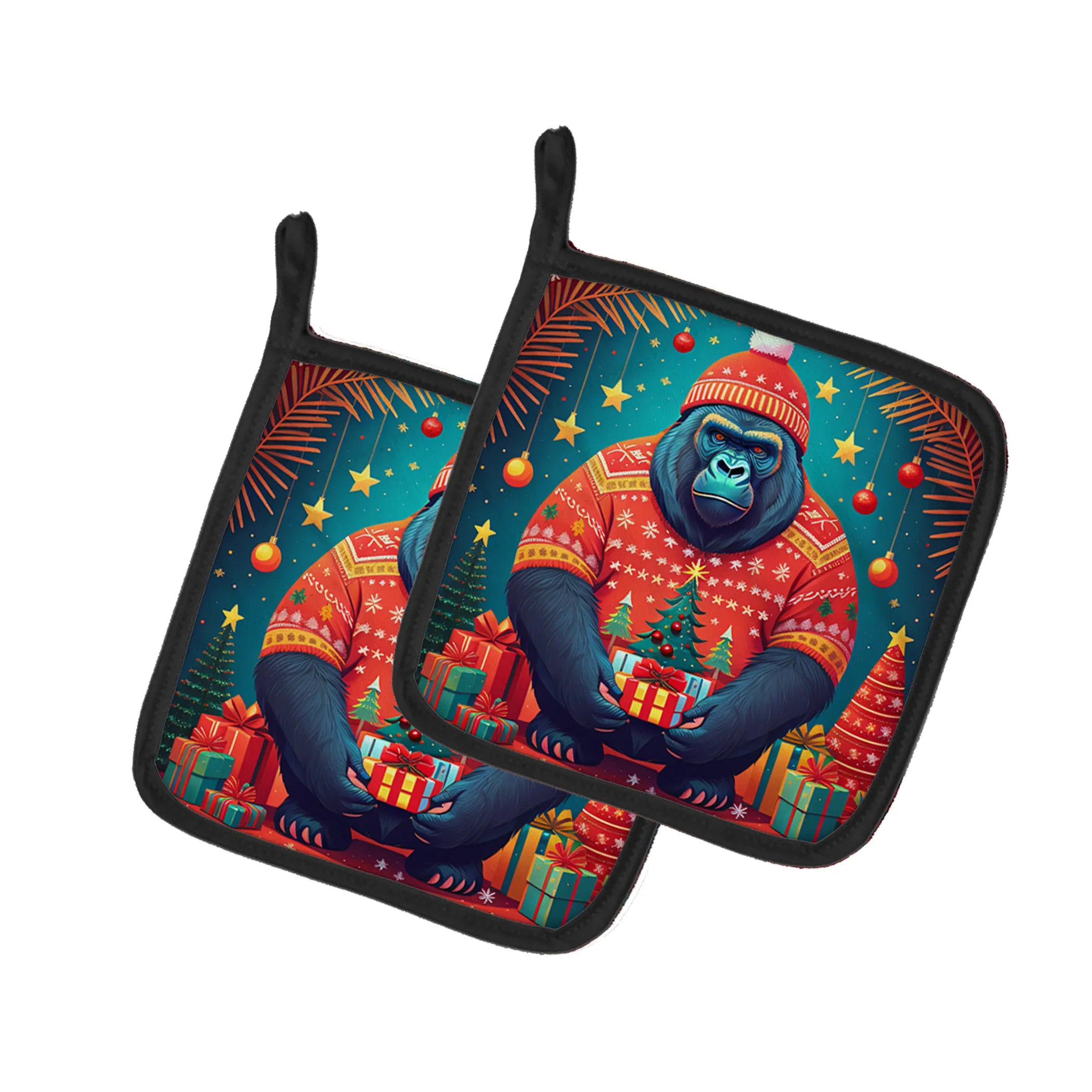 Animal Christmas Pair of Pot Holders - Size: 7.5HX7.5W | Pack Of: 1 | Collection name: Animal christmas