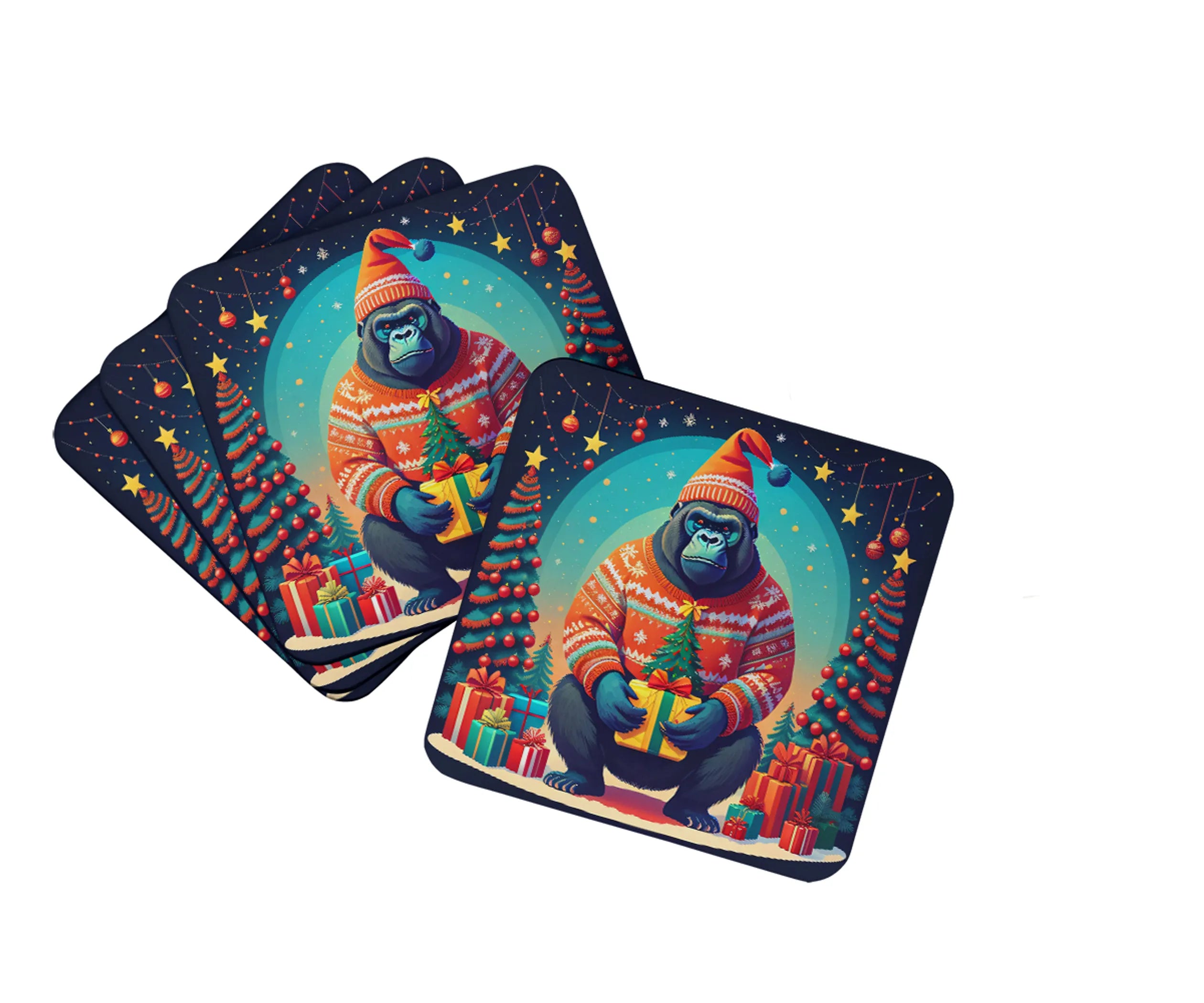 Animal Christmas Foam Coasters - Size: 3.5 | Pack Of: 1 | Collection name: Animal christmas