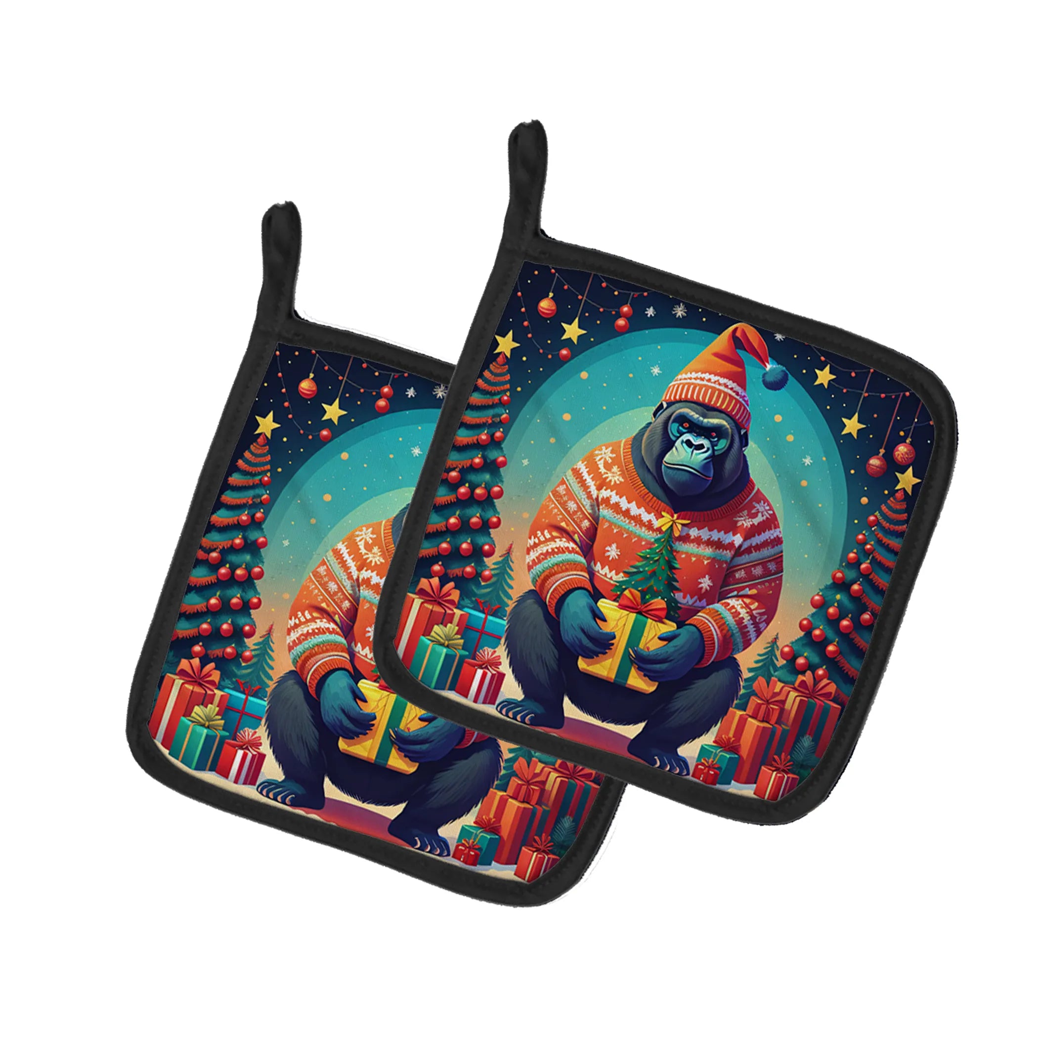 Animal Christmas Pair of Pot Holders - Size: 7.5HX7.5W | Pack Of: 1 | Collection name: Animal christmas