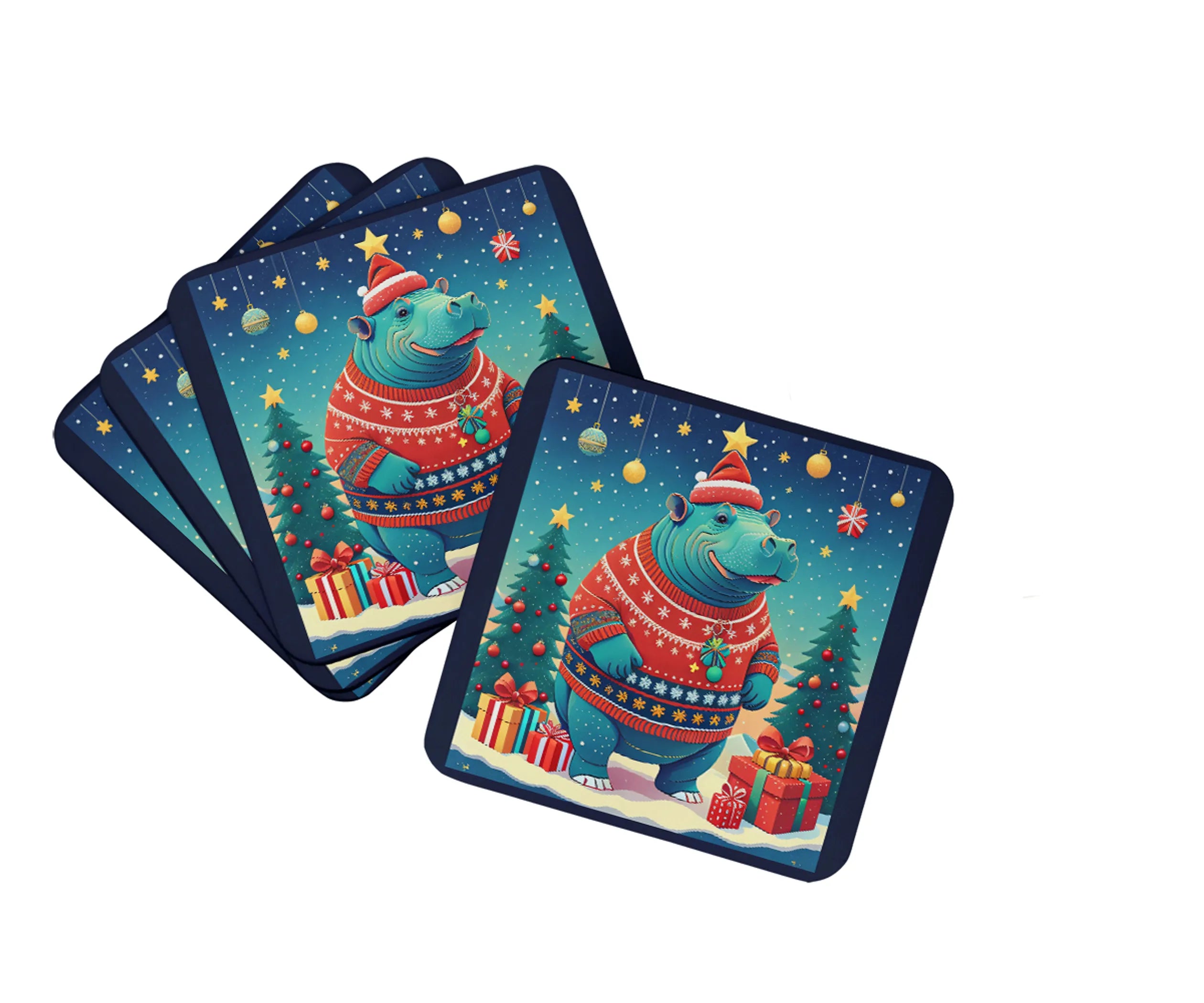 Animal Christmas Foam Coasters - Size: 3.5 | Pack Of: 1 | Collection name: Animal christmas