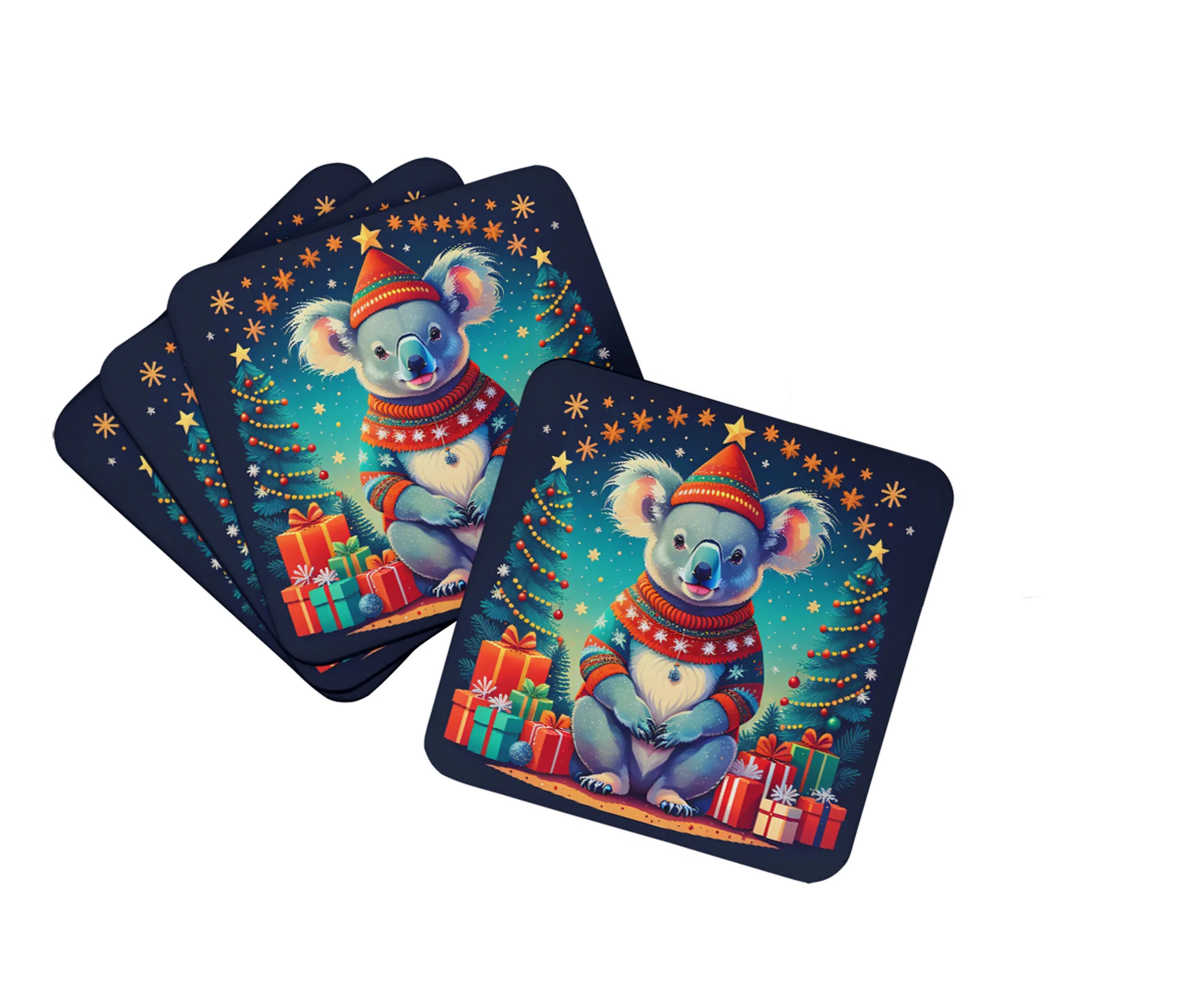 Animal Christmas Foam Coasters - Size: 3.5 | Pack Of: 1 | Collection name: Animal christmas
