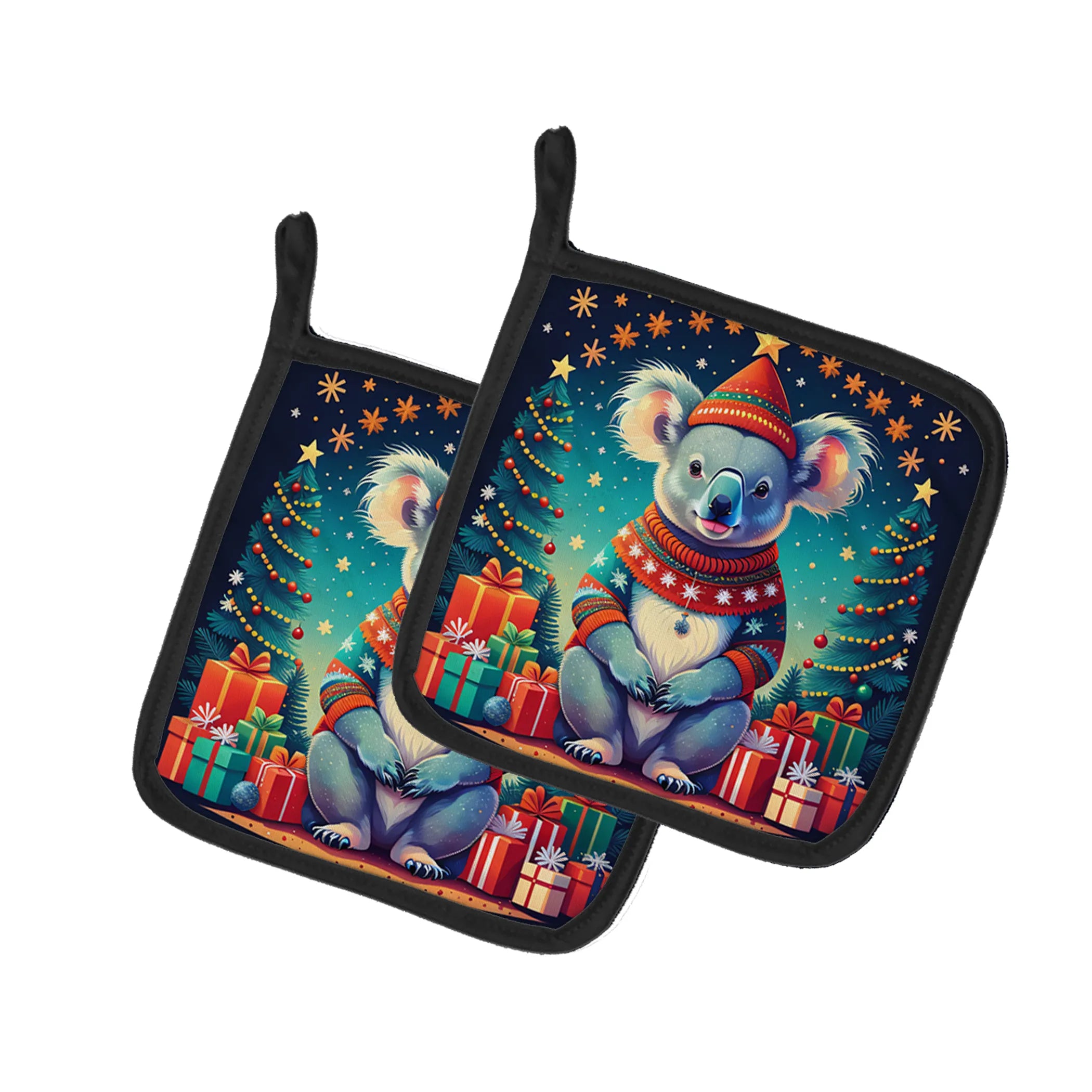 Animal Christmas Pair of Pot Holders - Size: 7.5HX7.5W | Pack Of: 1 | Collection name: Animal christmas