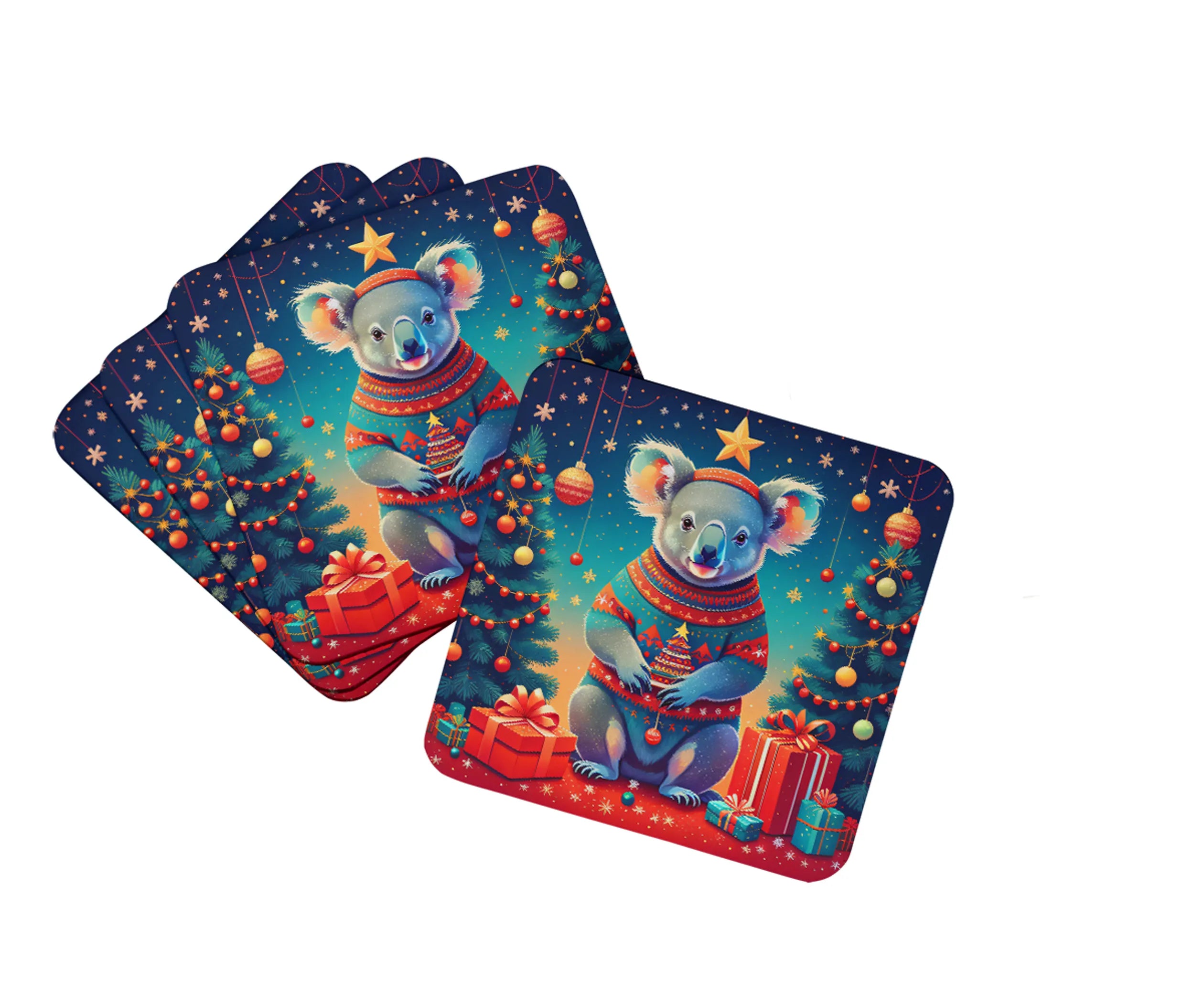 Animal Christmas Foam Coasters - Size: 3.5 | Pack Of: 1 | Collection name: Animal christmas