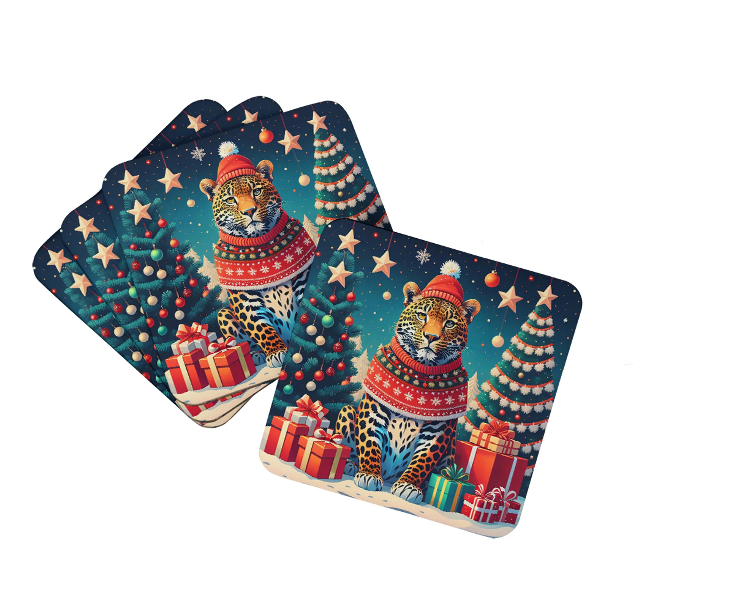 Animal Christmas Foam Coasters - Size: 3.5 | Pack Of: 1 | Collection name: Animal christmas