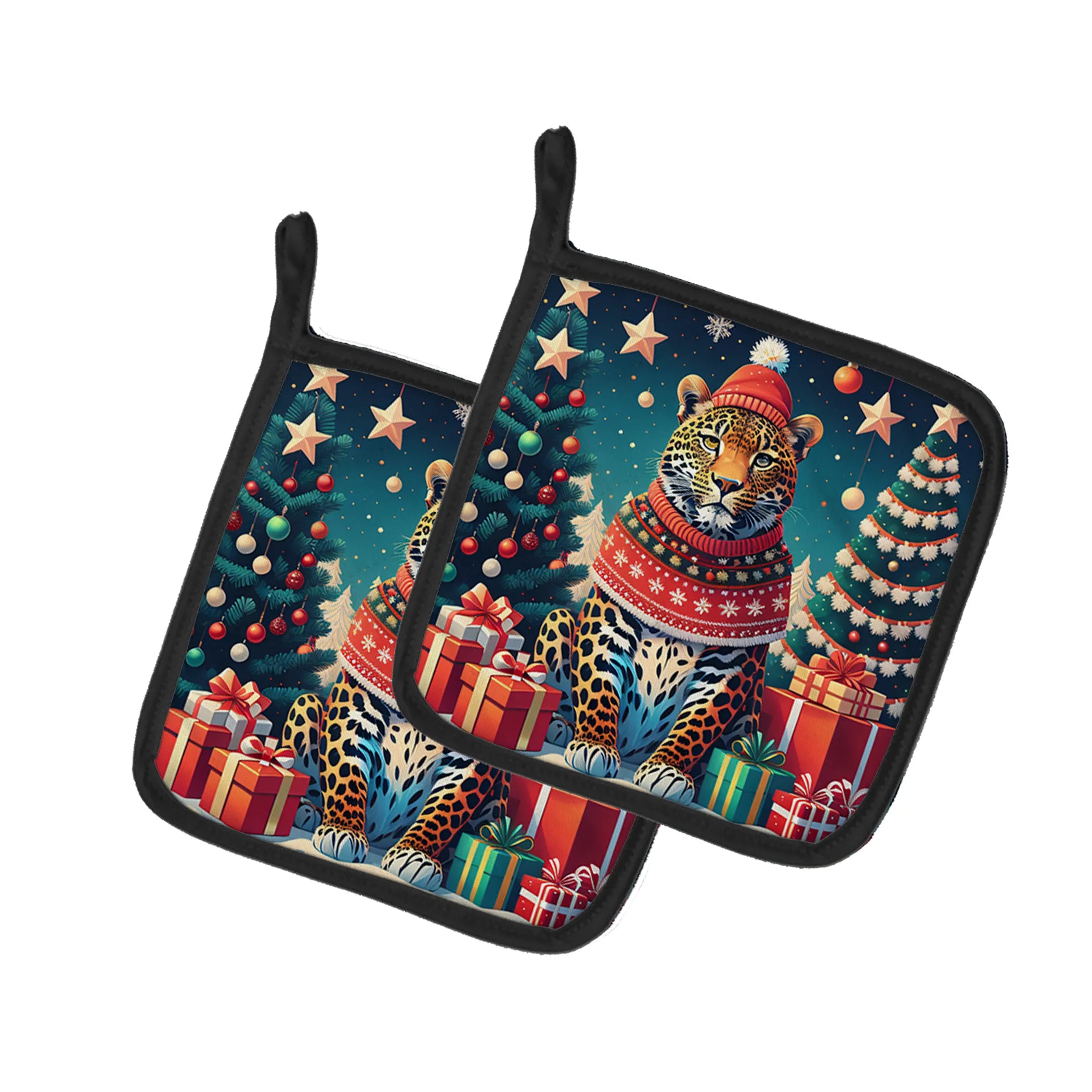 Animal Christmas Pair of Pot Holders - Size: 7.5HX7.5W | Pack Of: 1 | Collection name: Animal christmas