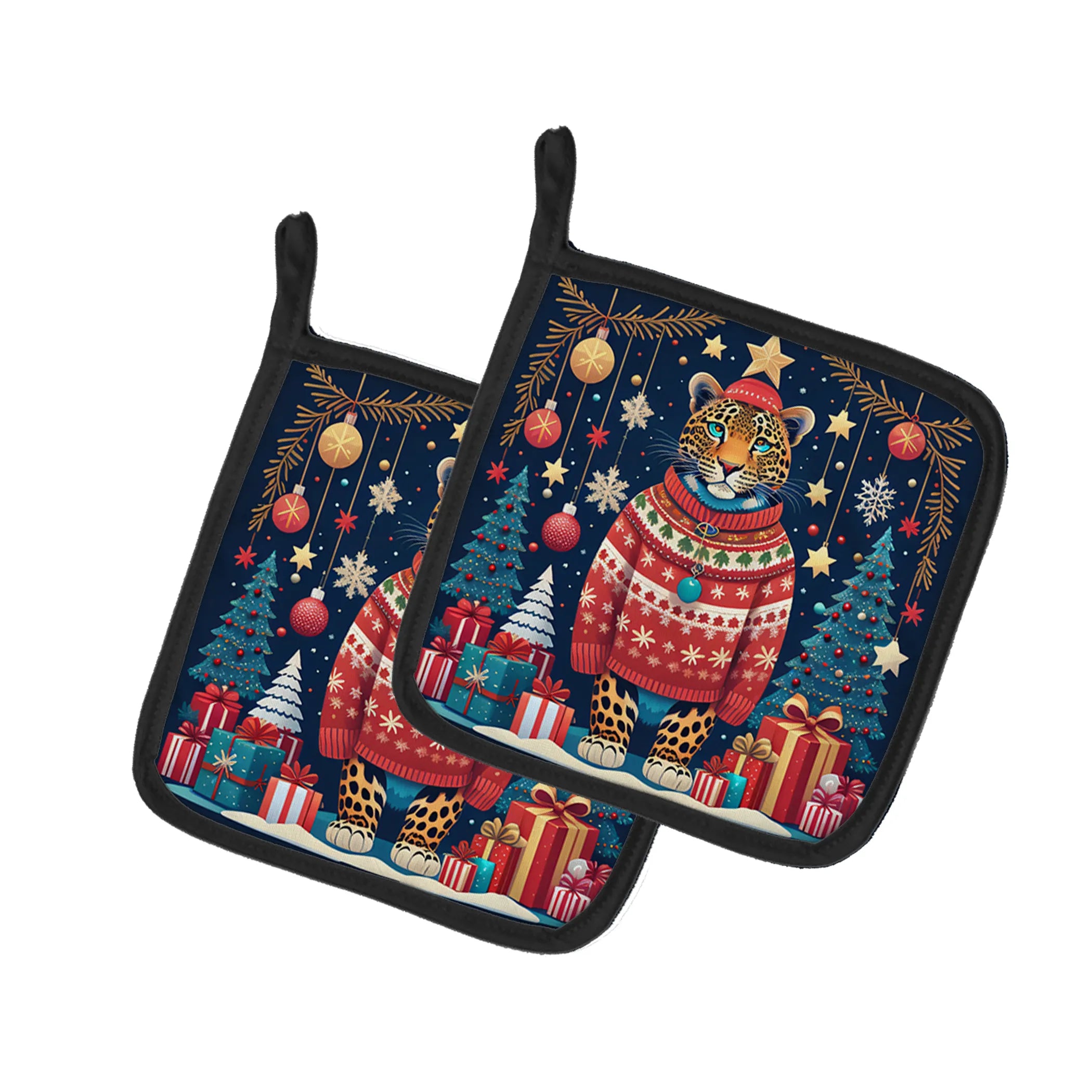 Animal Christmas Pair of Pot Holders - Size: 7.5HX7.5W | Pack Of: 1 | Collection name: Animal christmas