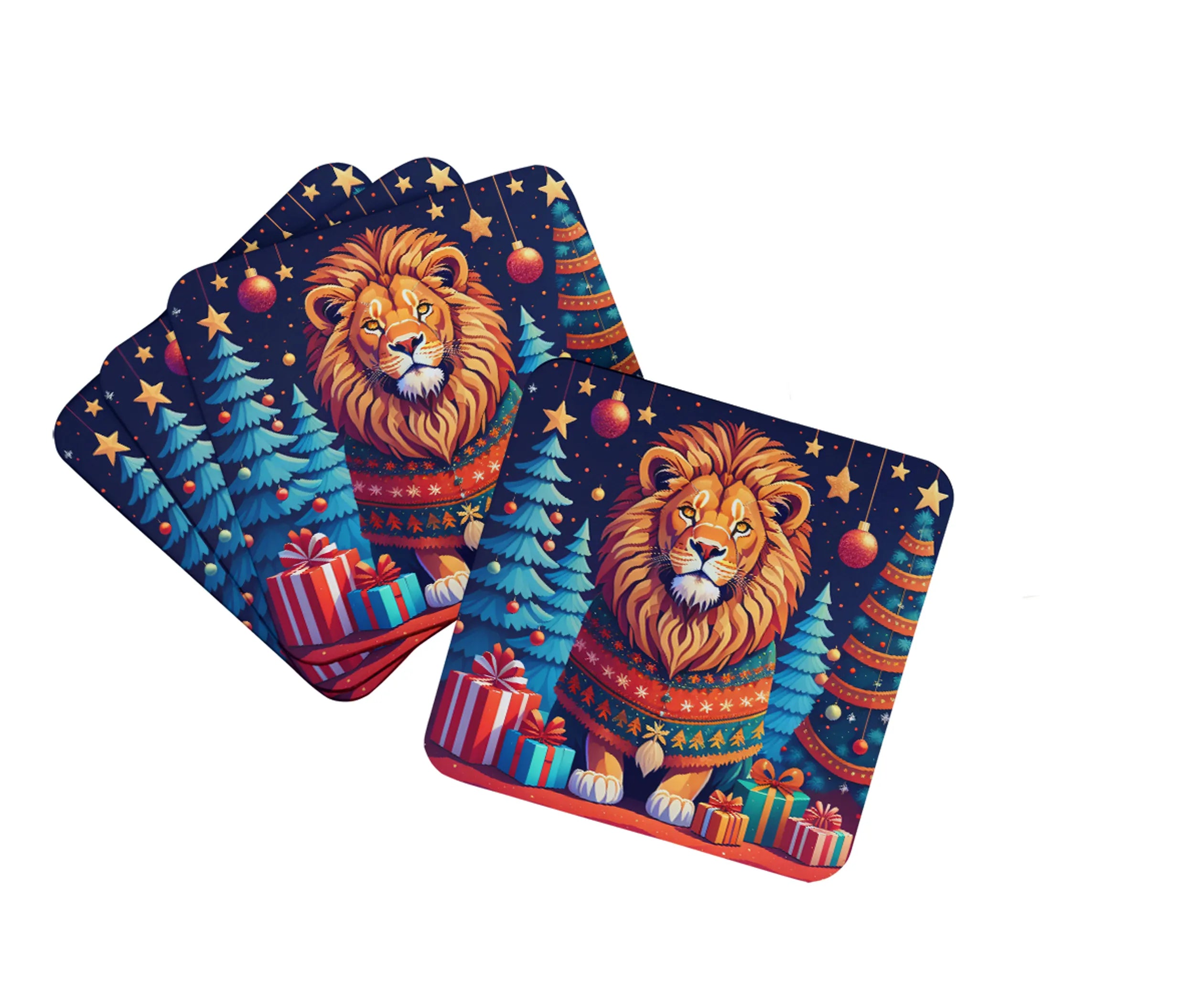 Animal Christmas Foam Coasters - Size: 3.5 | Pack Of: 1 | Collection name: Animal christmas