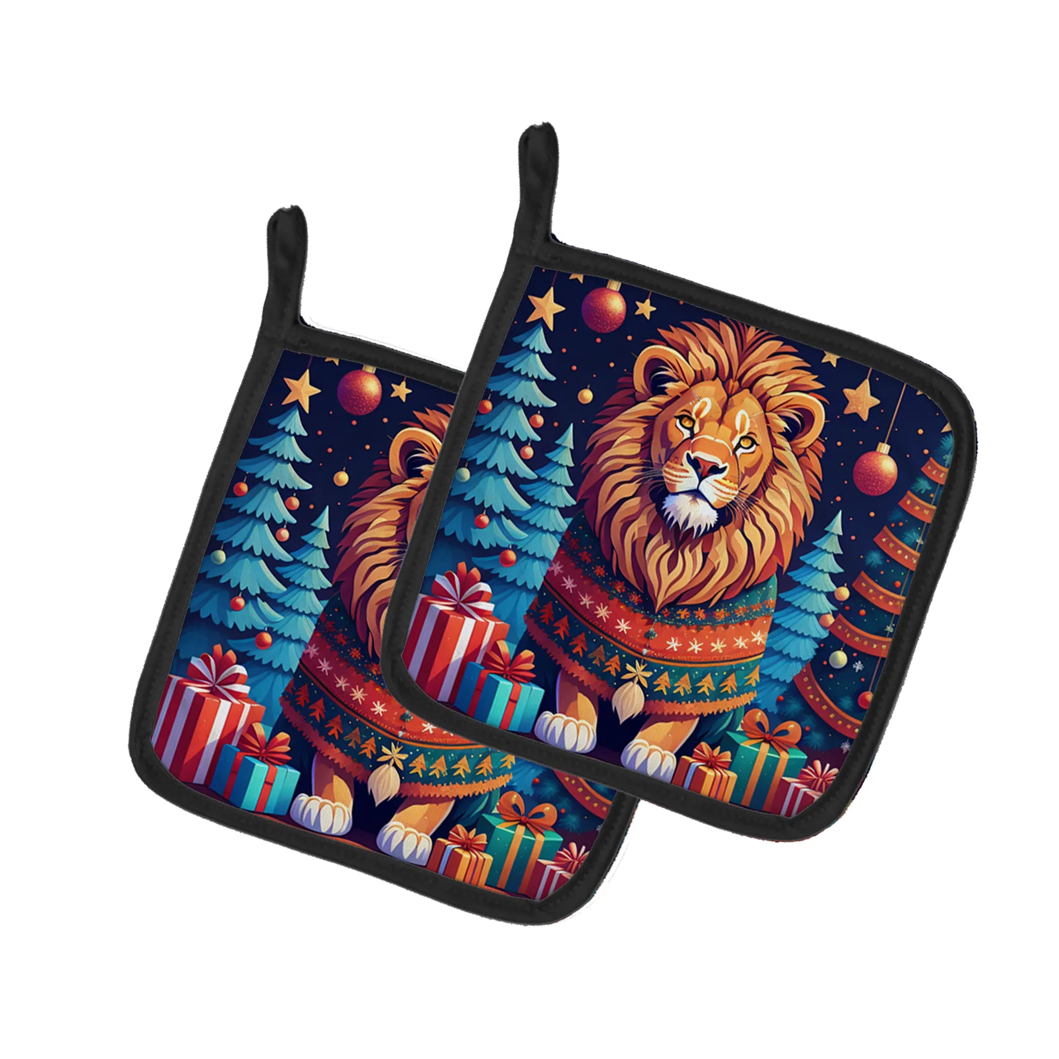 Animal Christmas Pair of Pot Holders - Size: 7.5HX7.5W | Pack Of: 1 | Collection name: Animal christmas
