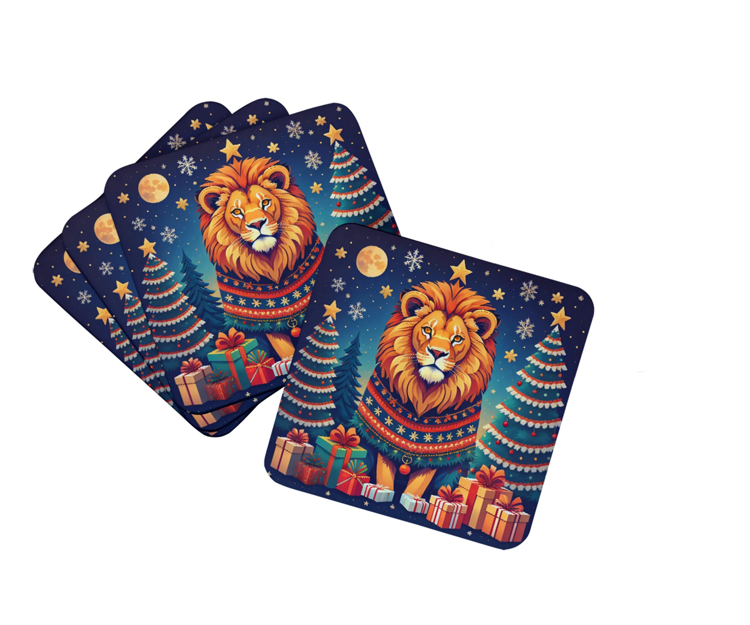 Animal Christmas Foam Coasters - Size: 3.5 | Pack Of: 1 | Collection name: Animal christmas