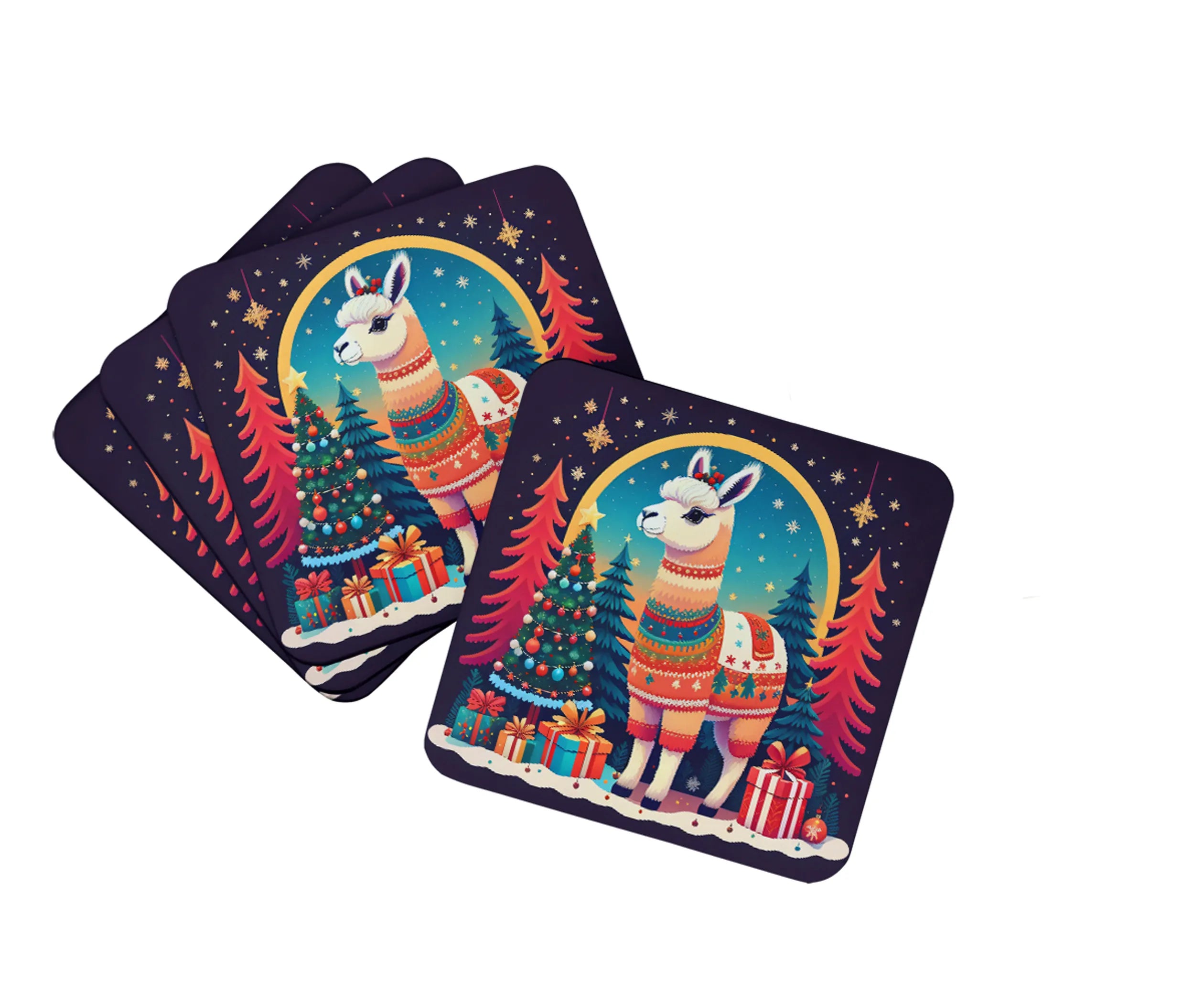Animal Christmas Foam Coasters - Size: 3.5 | Pack Of: 1 | Collection name: Animal christmas
