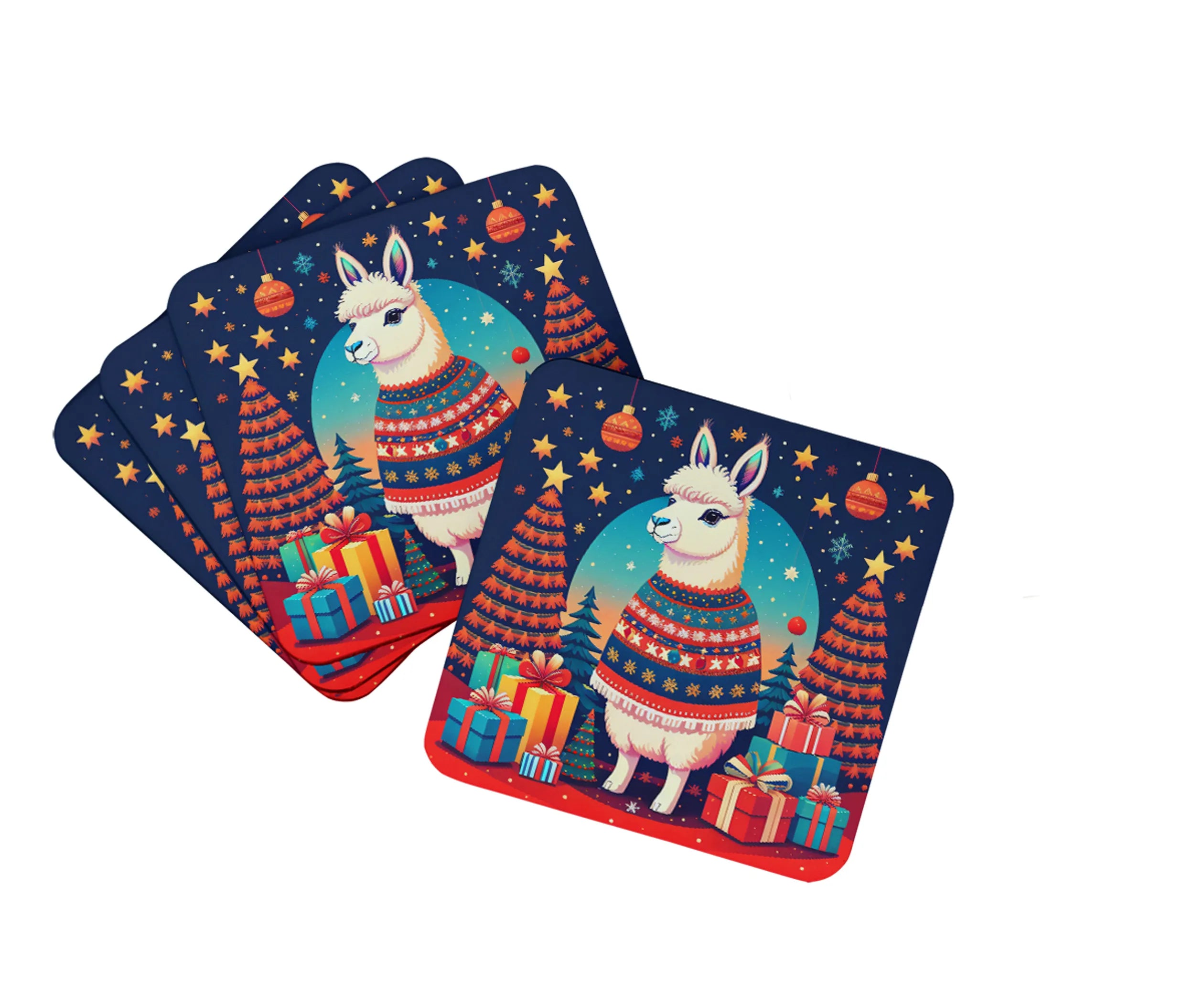 Animal Christmas Foam Coasters - Size: 3.5 | Pack Of: 1 | Collection name: Animal christmas