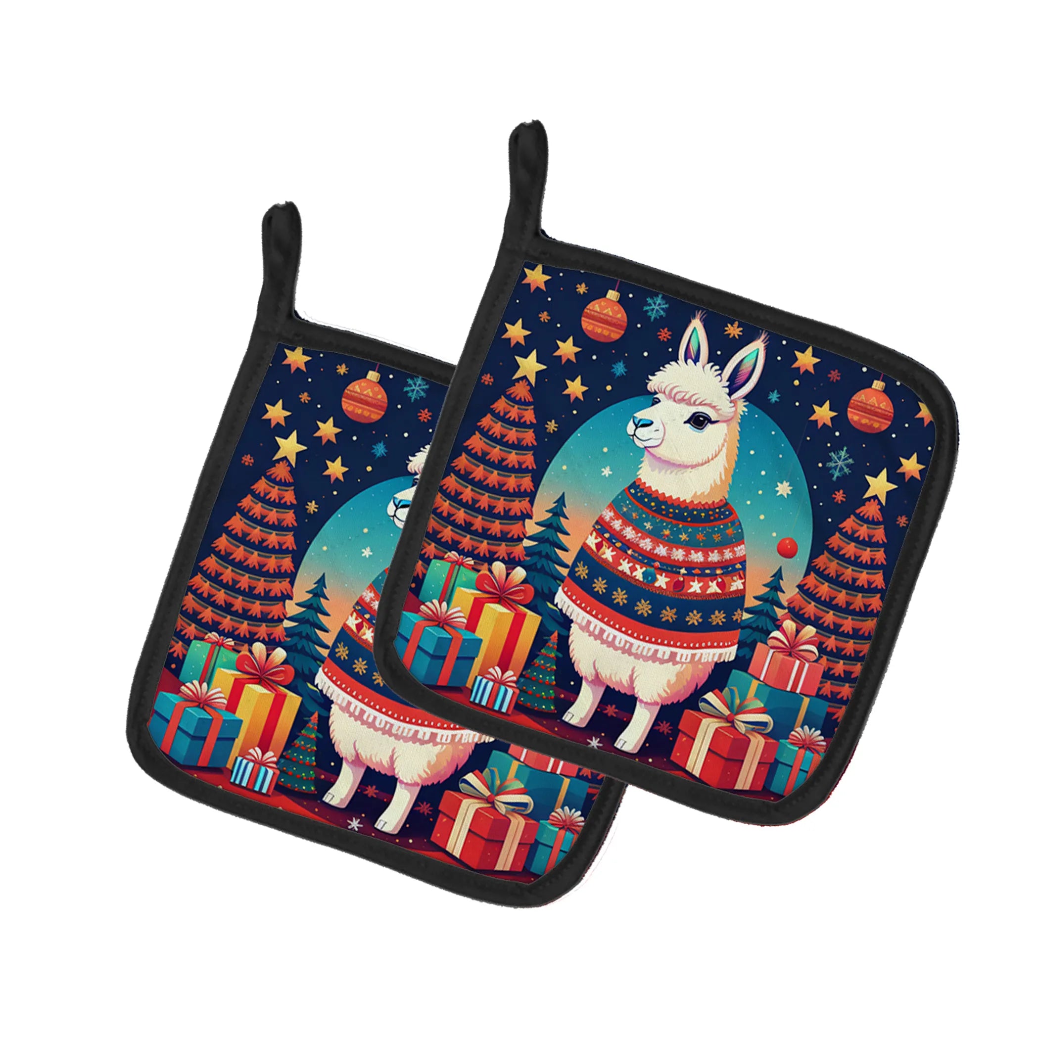 Animal Christmas Pair of Pot Holders - Size: 7.5HX7.5W | Pack Of: 1 | Collection name: Animal christmas