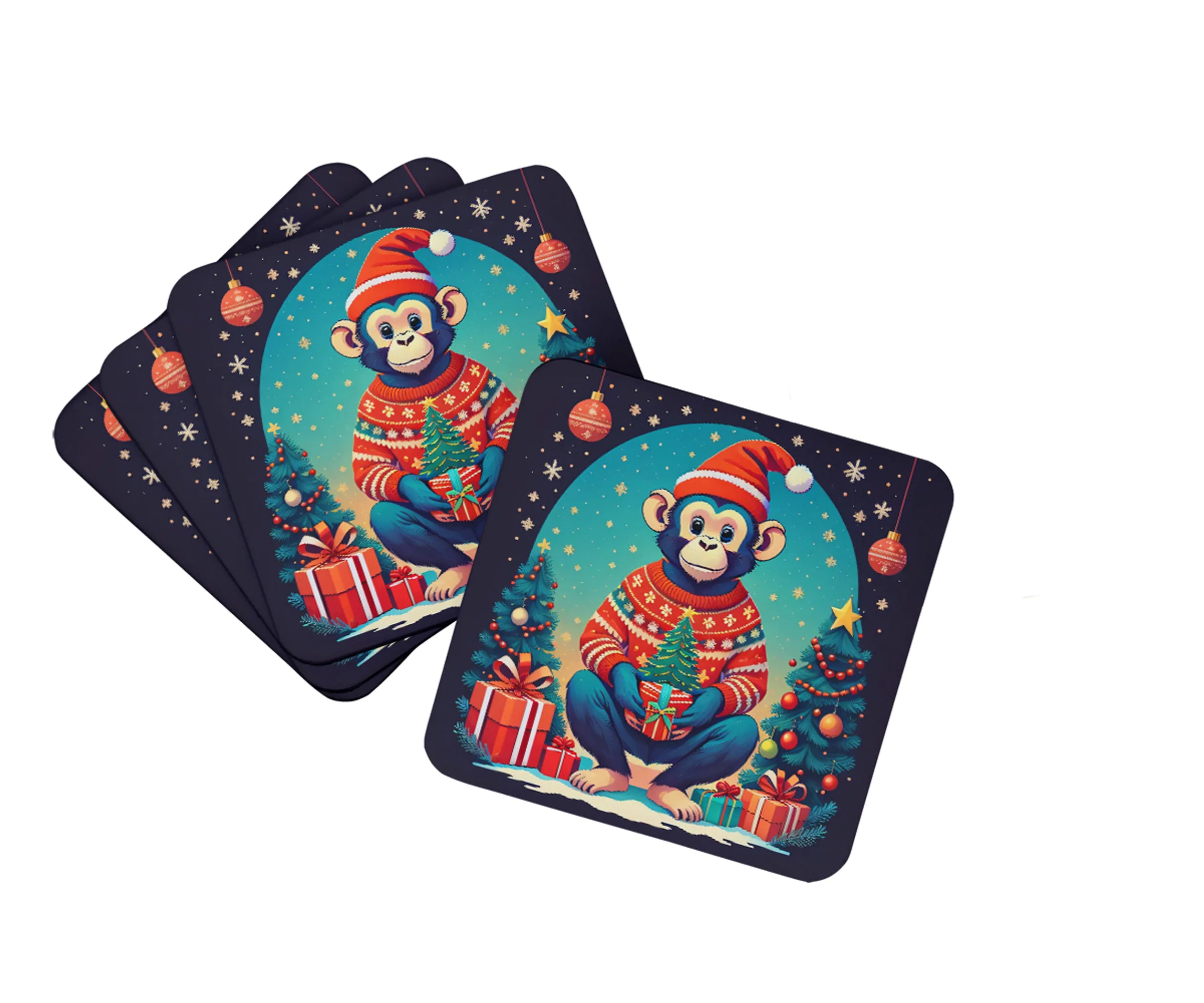 Animal Christmas Foam Coasters - Size: 3.5 | Pack Of: 1 | Collection name: Animal christmas