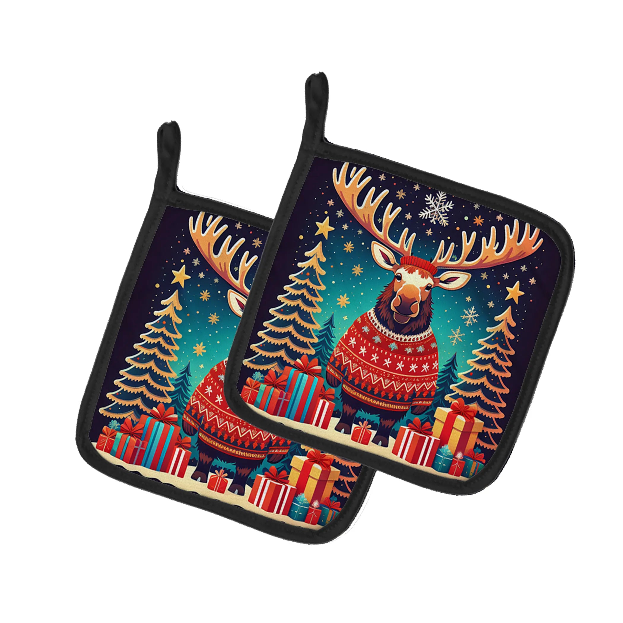 Animal Christmas Pair of Pot Holders - Size: 7.5HX7.5W | Pack Of: 1 | Collection name: Animal christmas
