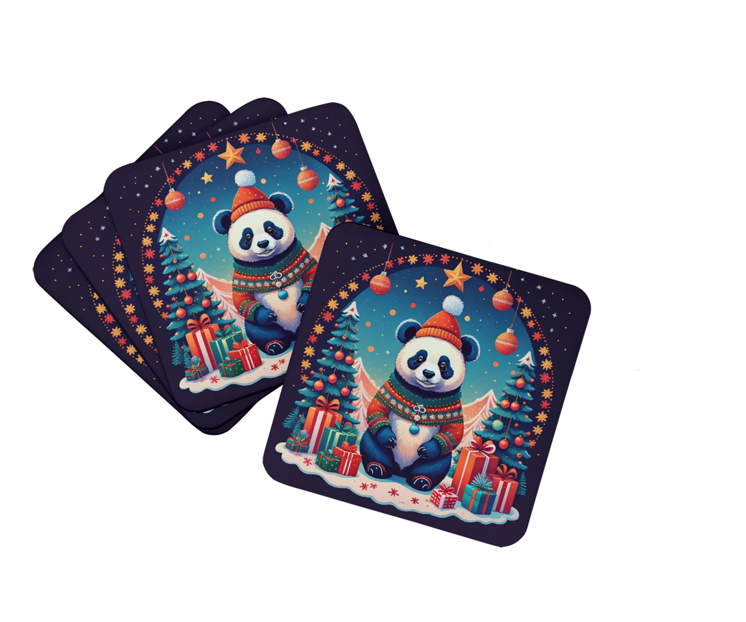 Animal Christmas Foam Coasters - Size: 3.5 | Pack Of: 1 | Collection name: Animal christmas