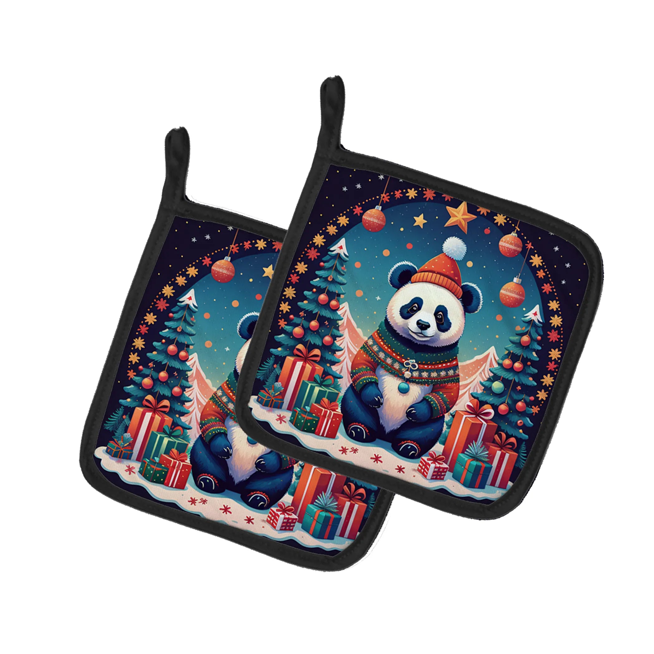 Animal Christmas Pair of Pot Holders - Size: 7.5HX7.5W | Pack Of: 1 | Collection name: Animal christmas
