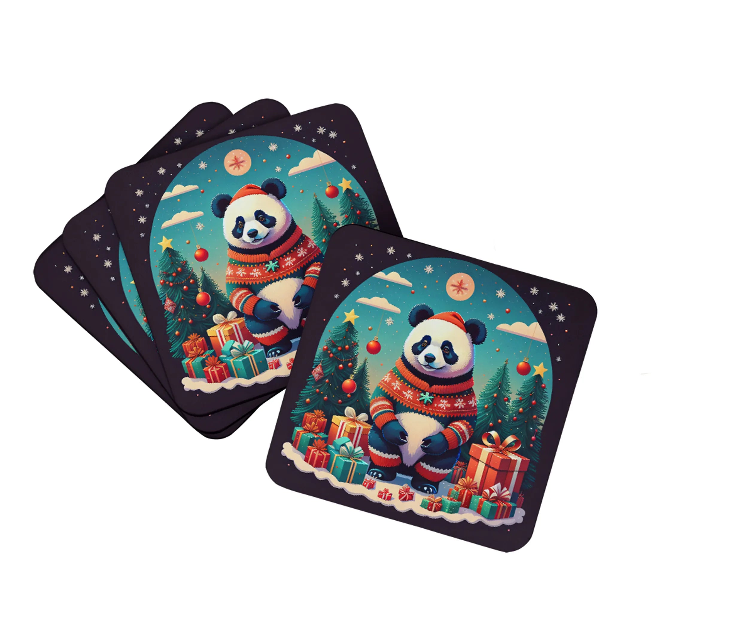 Animal Christmas Foam Coasters - Size: 3.5 | Pack Of: 1 | Collection name: Animal christmas