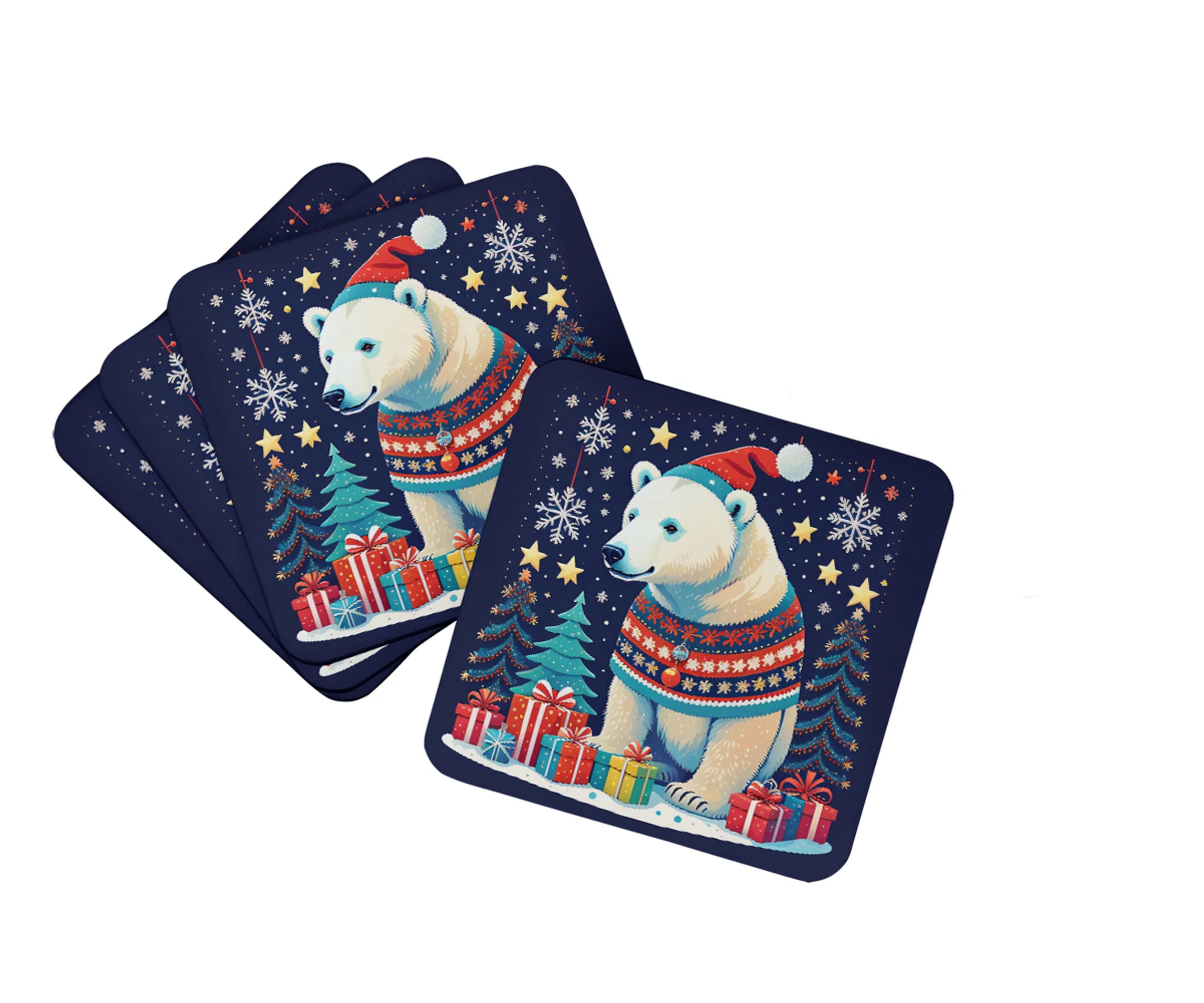 Animal Christmas Foam Coasters - Size: 3.5 | Pack Of: 1 | Collection name: Animal christmas
