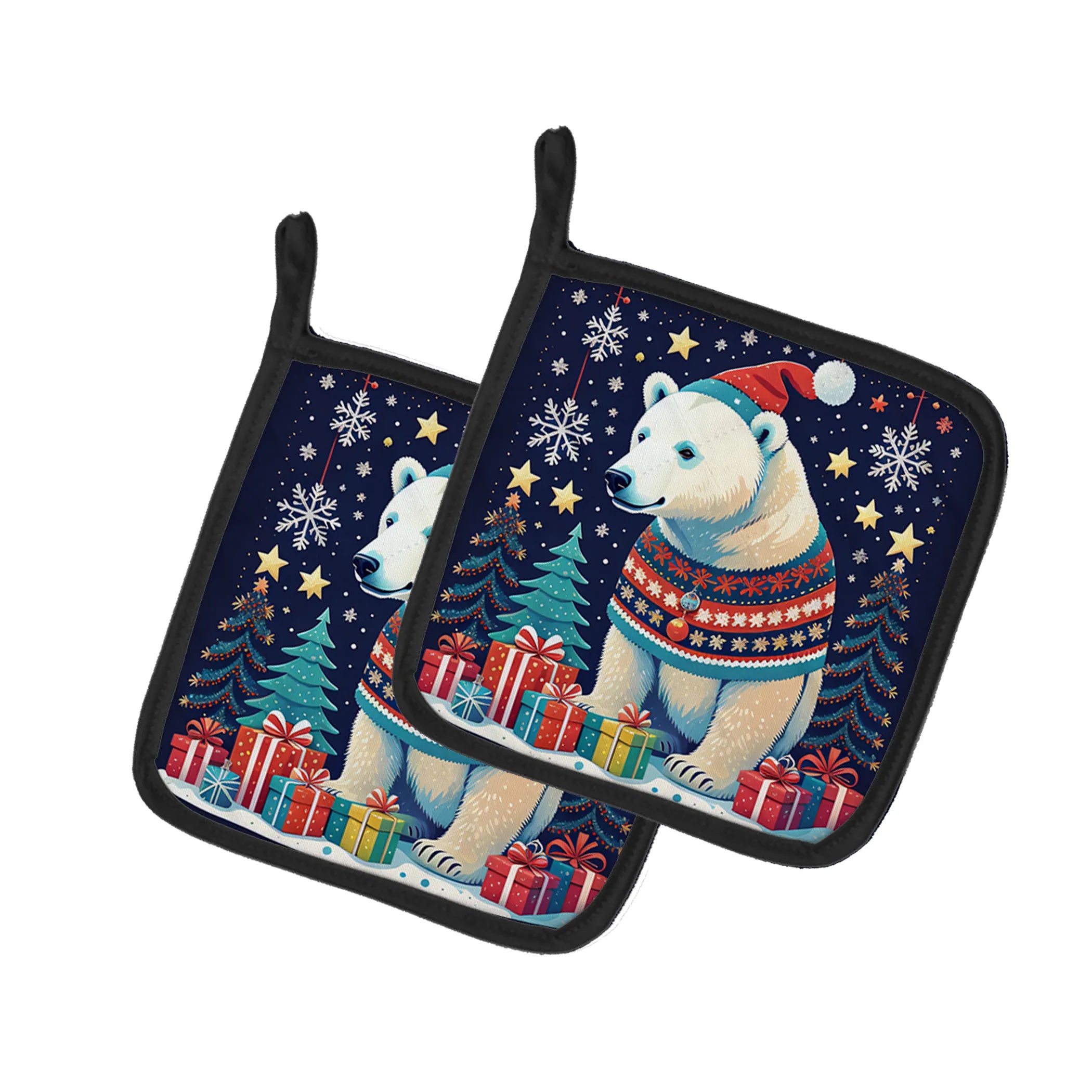 Animal Christmas Pair of Pot Holders - Size: 7.5HX7.5W | Pack Of: 1 | Collection name: Animal christmas